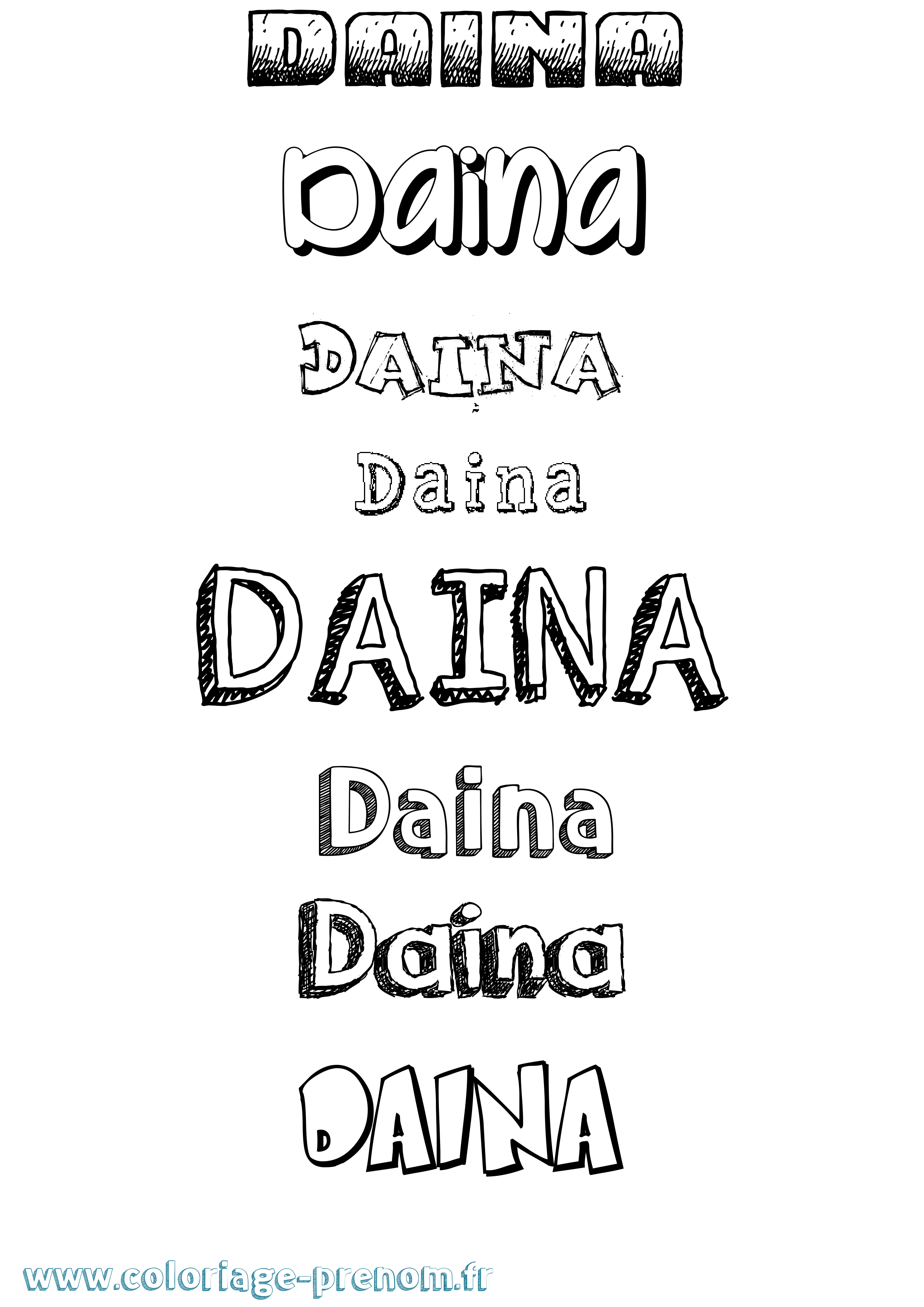 Coloriage prénom Daina Dessiné