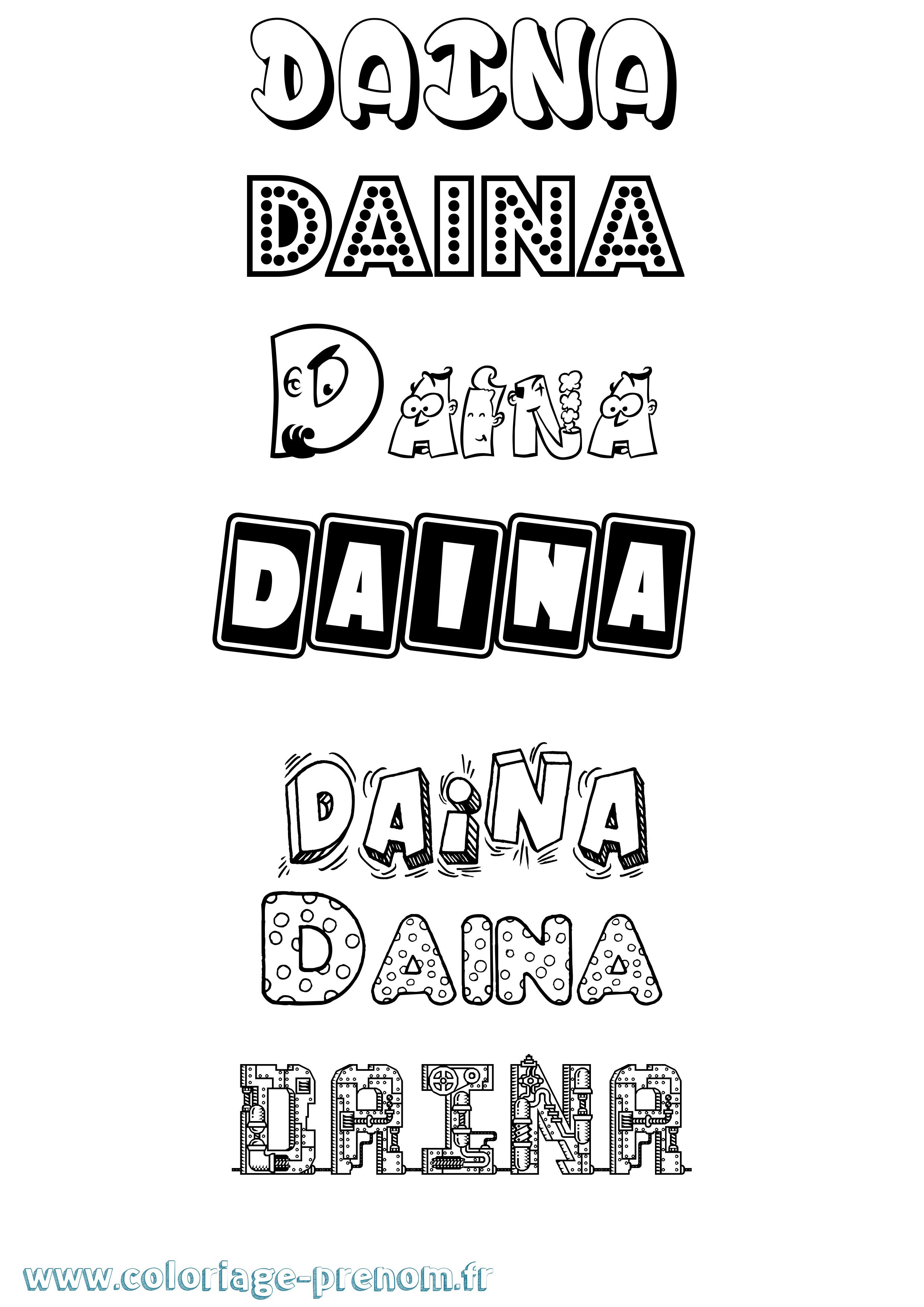 Coloriage prénom Daina Fun