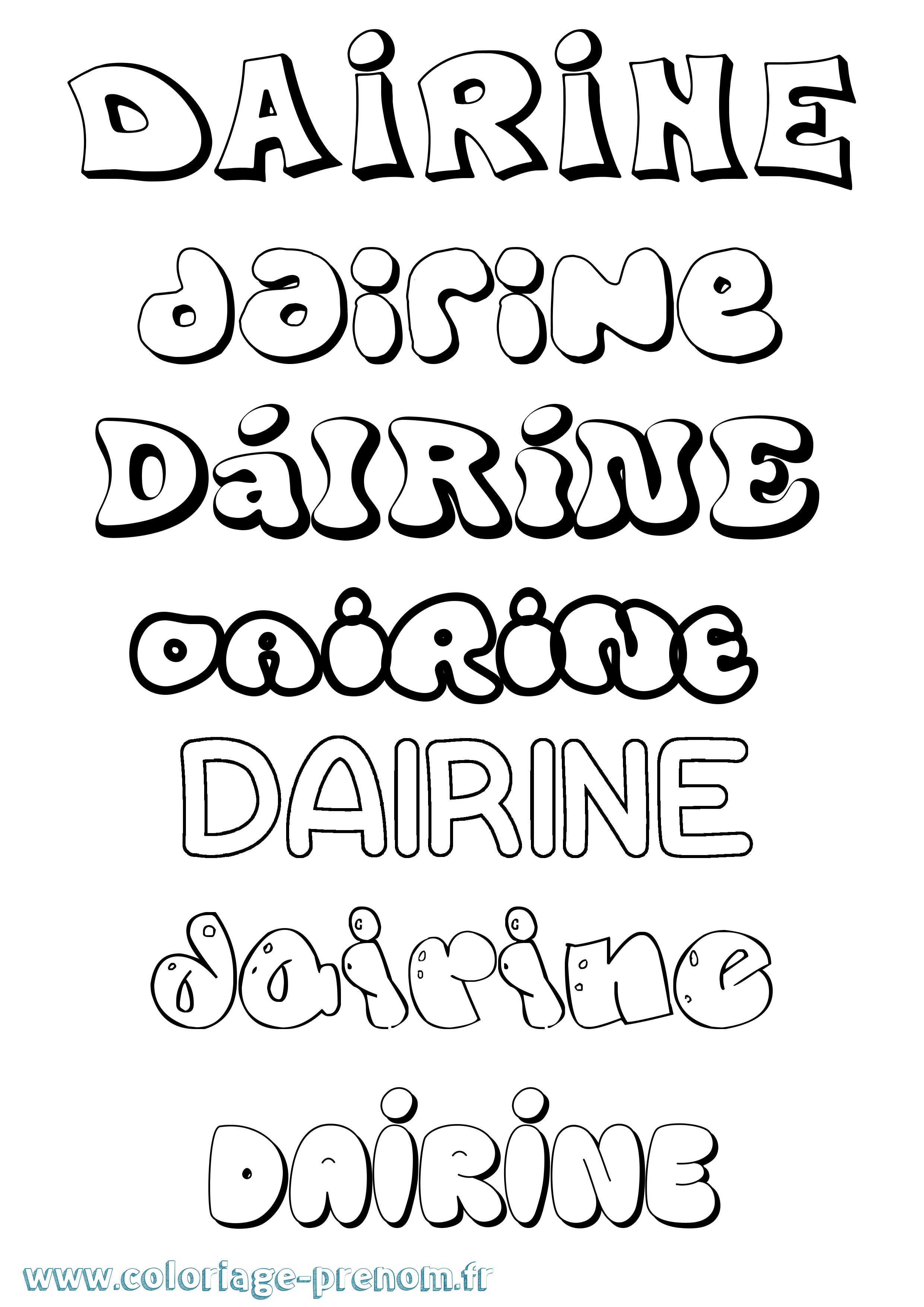 Coloriage prénom Dáiríne Bubble