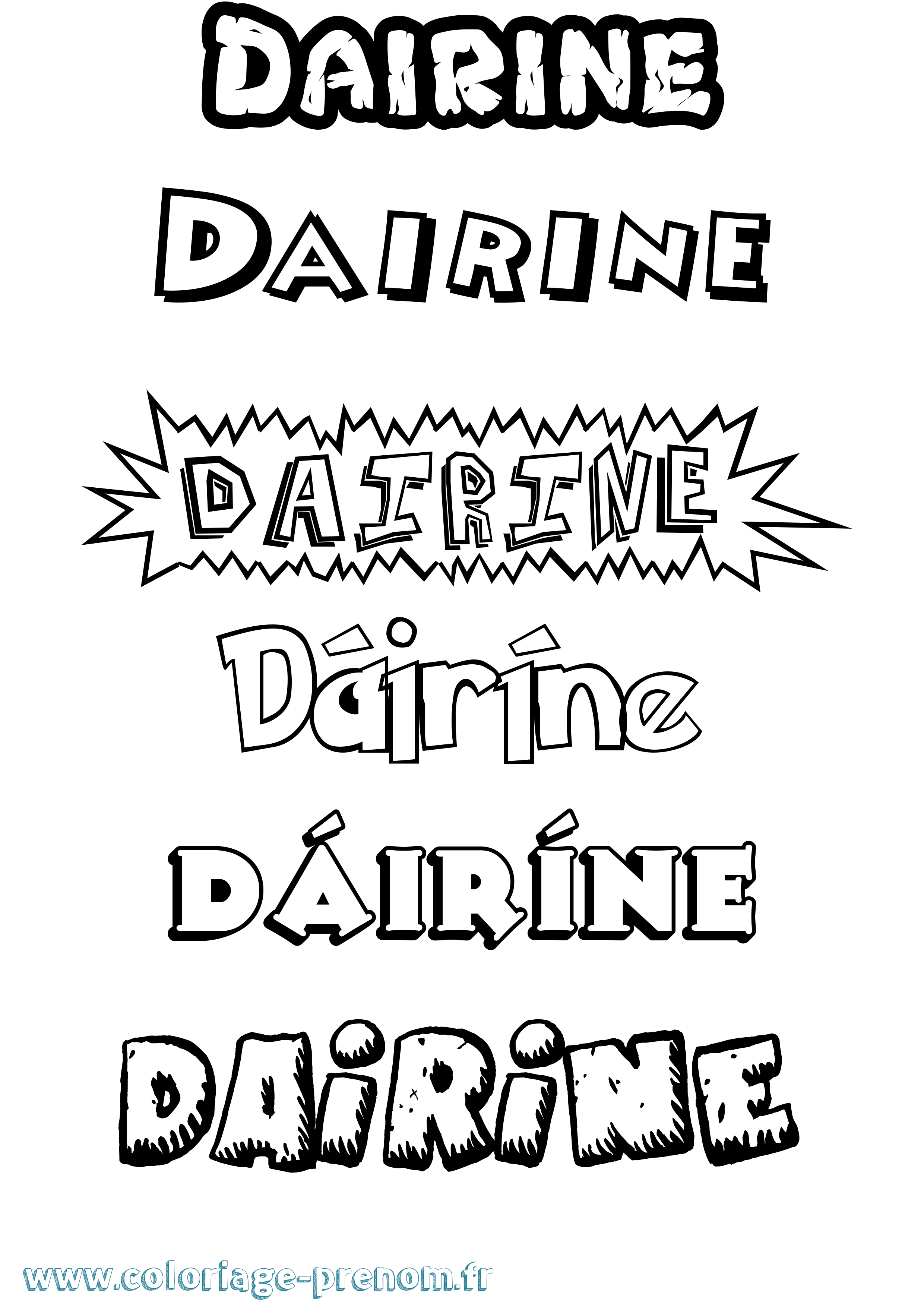 Coloriage prénom Dáiríne Dessin Animé