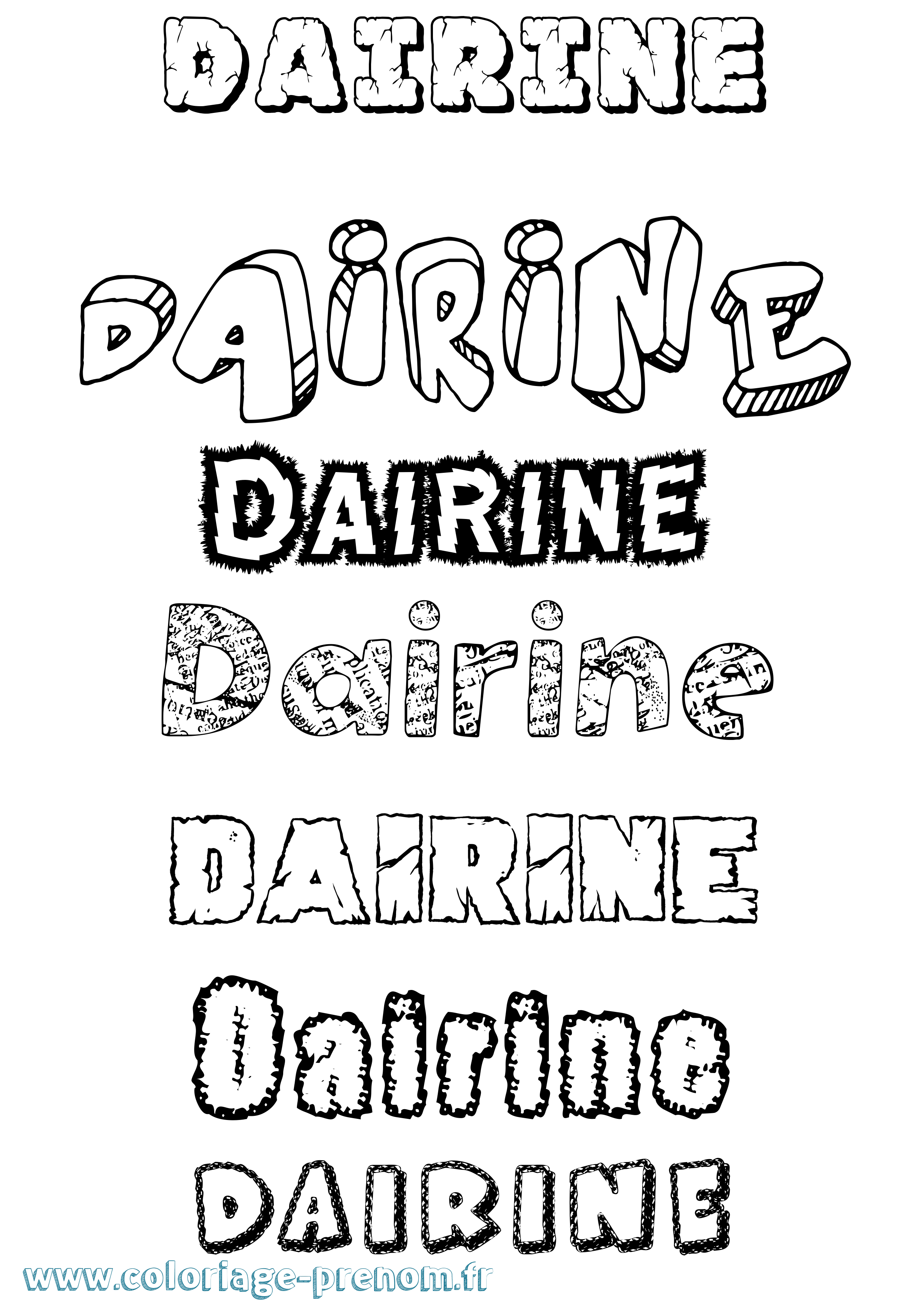 Coloriage prénom Dáiríne Destructuré