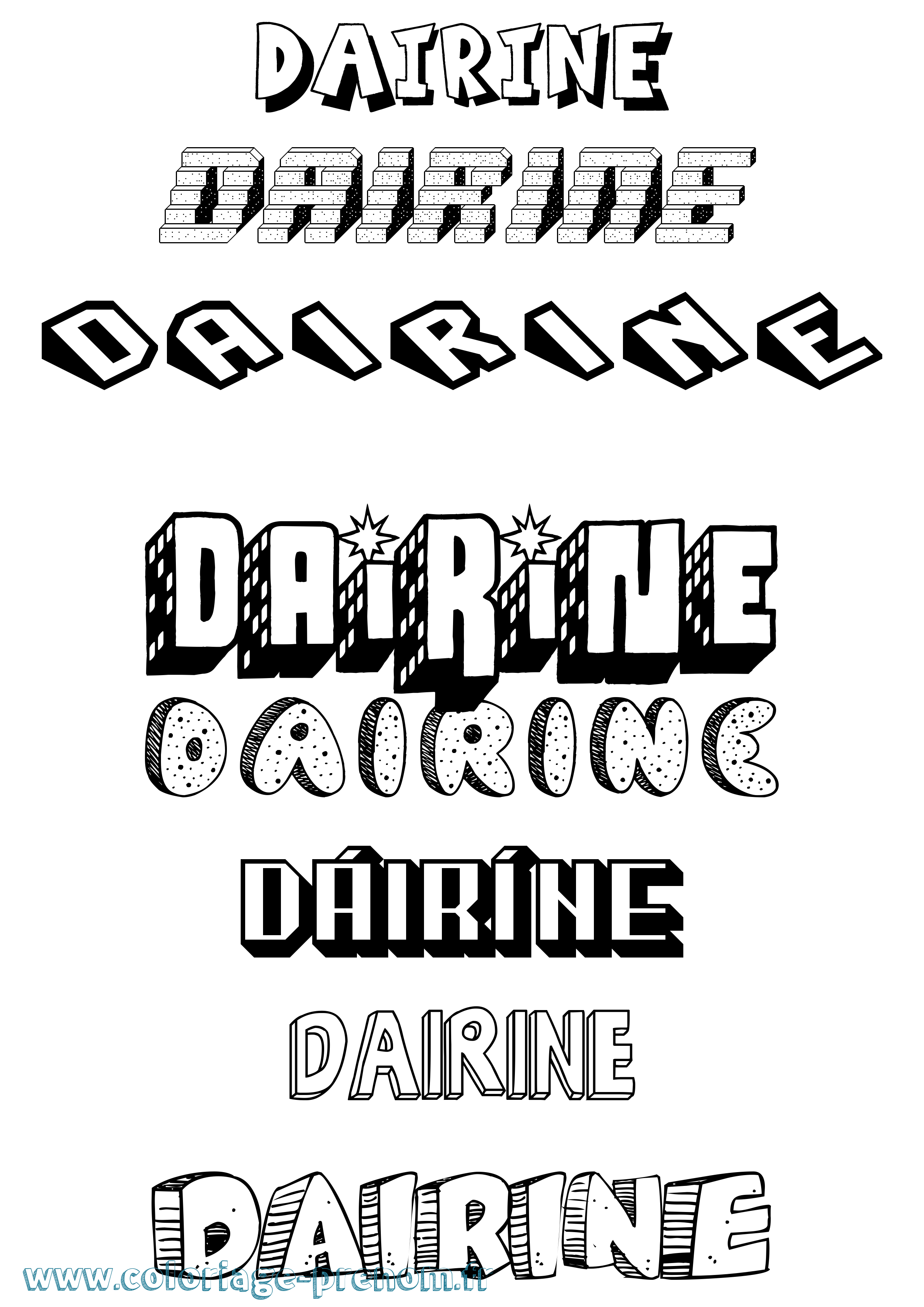 Coloriage Dáiríne Effet 3D Coloriage prénom Dáiríne Effet 3D