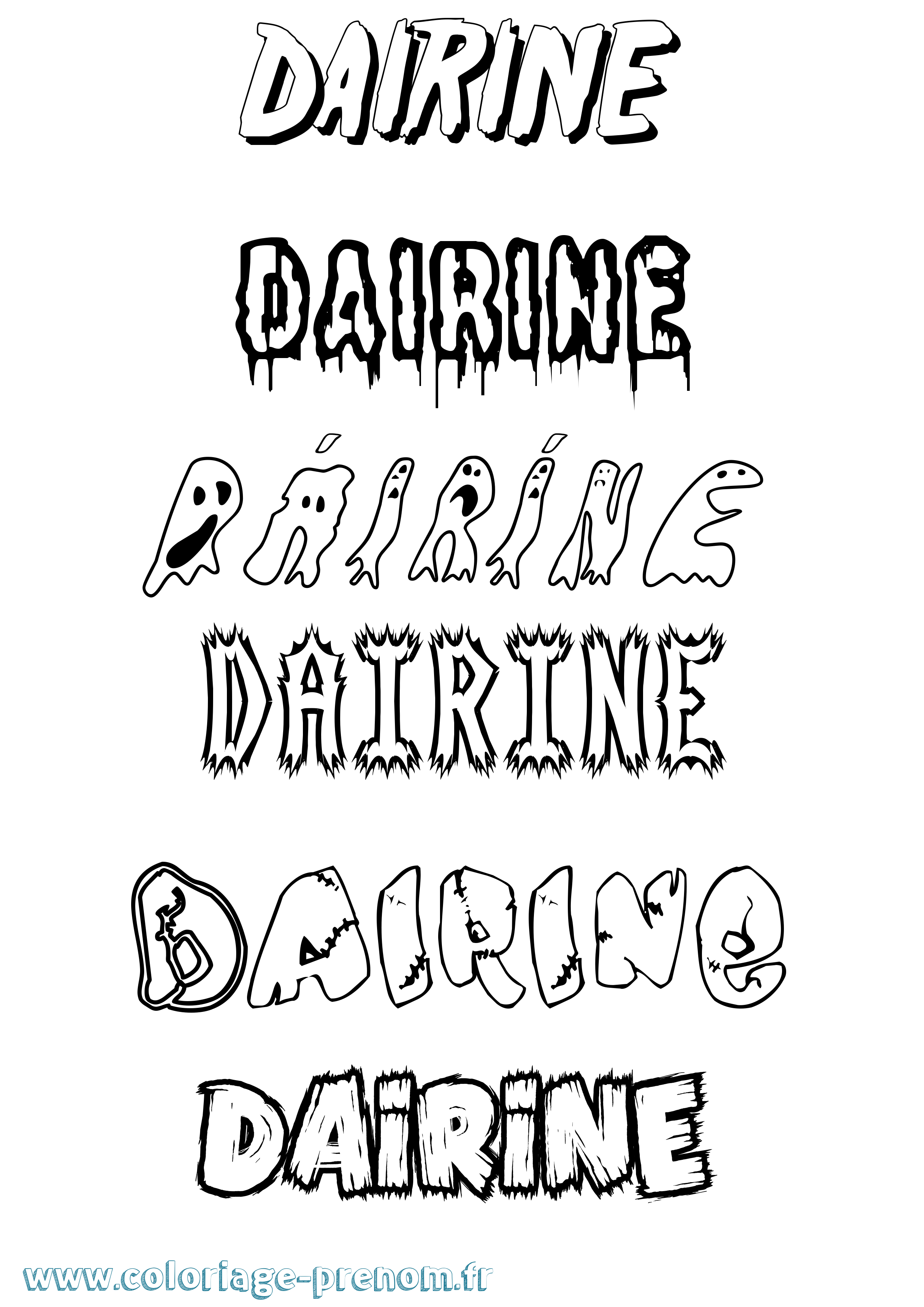 Coloriage prénom Dáiríne Frisson