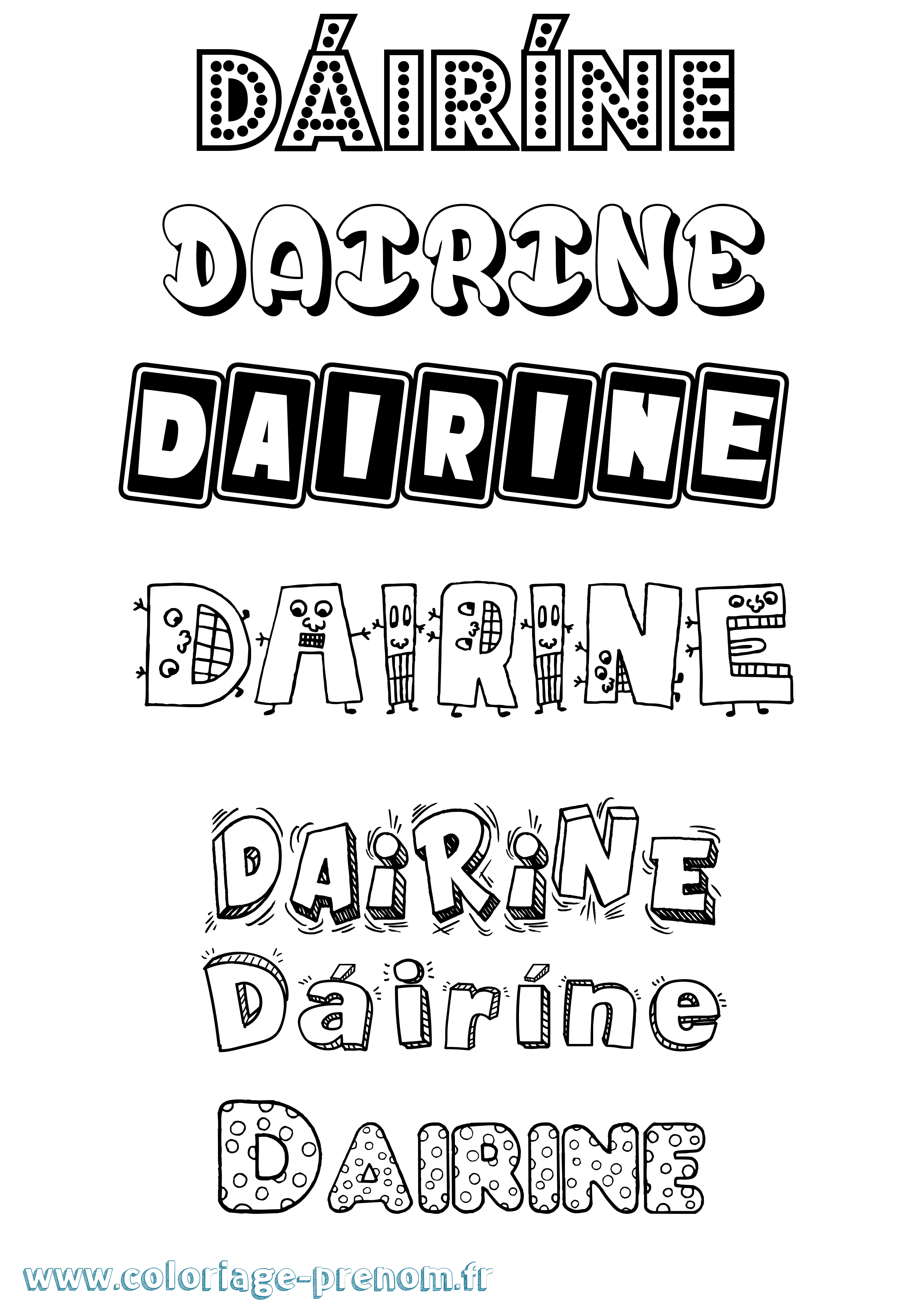 Coloriage prénom Dáiríne Fun