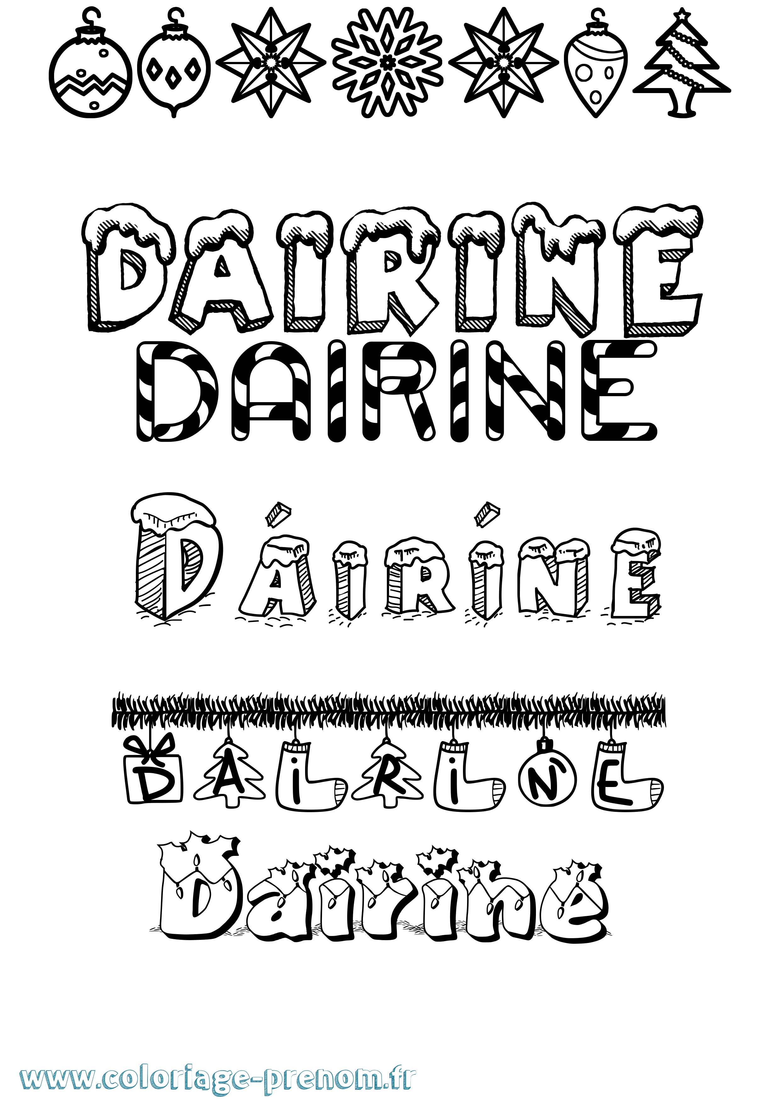 Coloriage Dáiríne Noël Coloriage prénom Dáiríne Noël