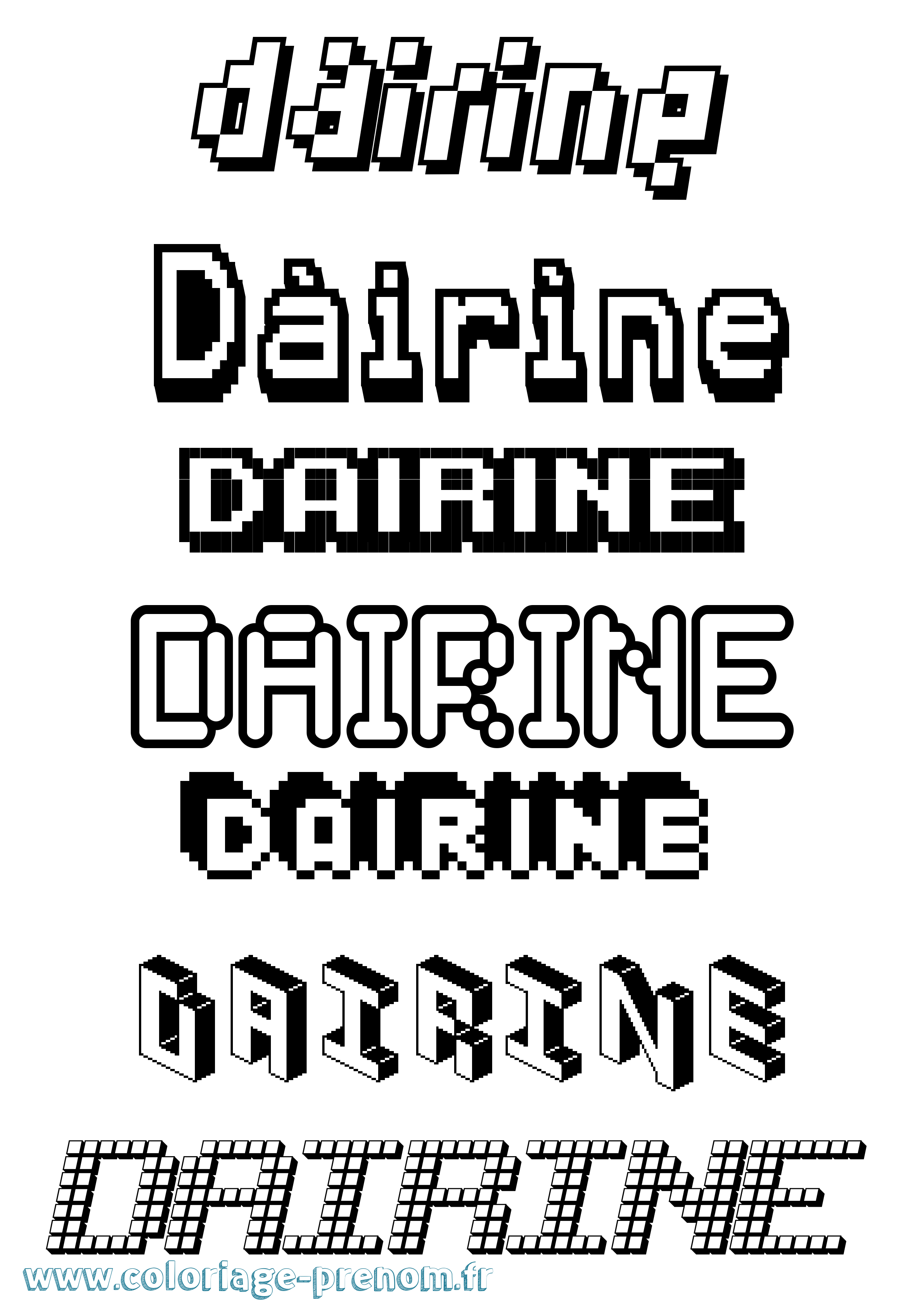 Coloriage prénom Dáiríne Pixel