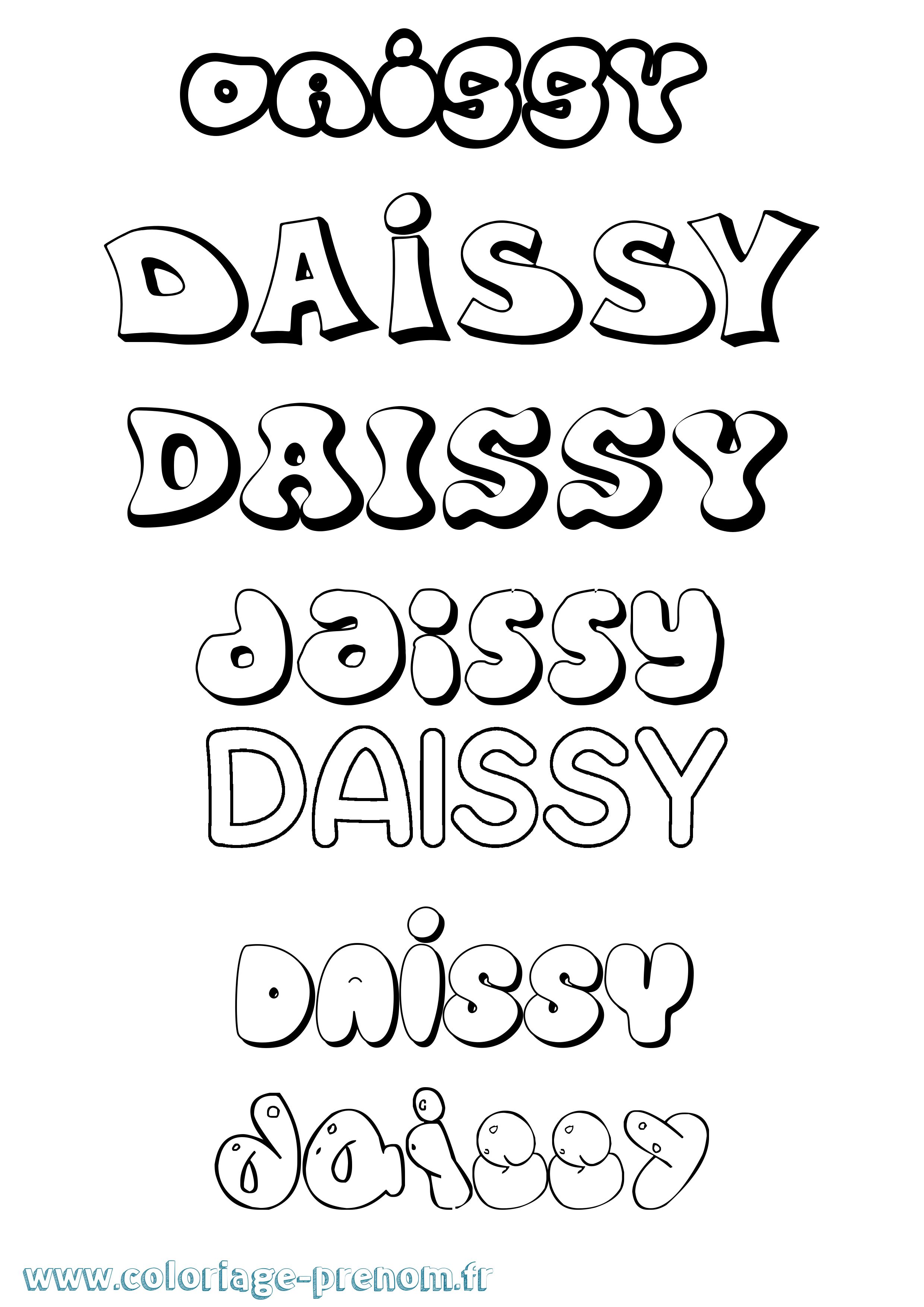 Coloriage prénom Daissy Bubble