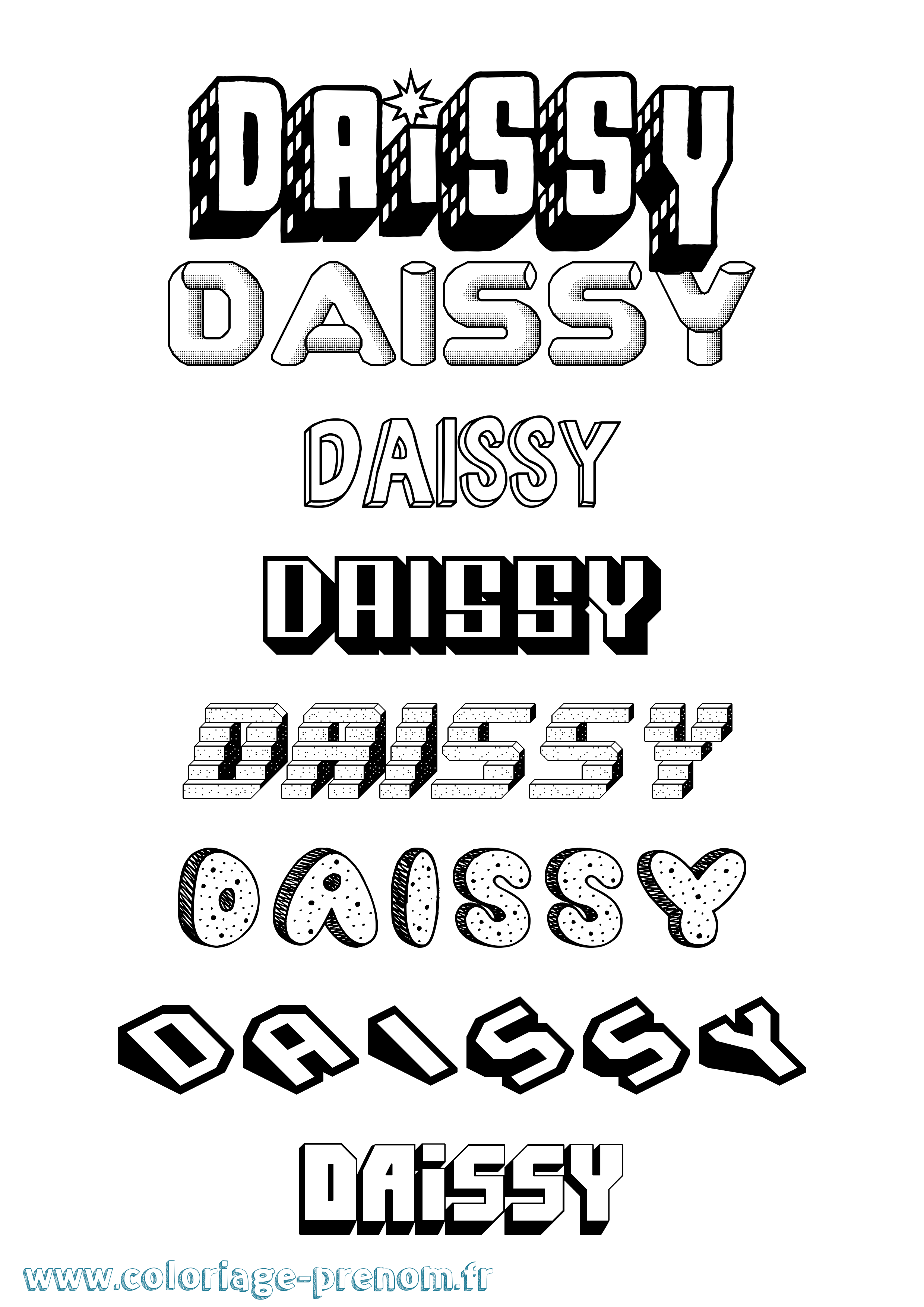 Coloriage Daissy Effet 3D Coloriage prénom Daissy Effet 3D