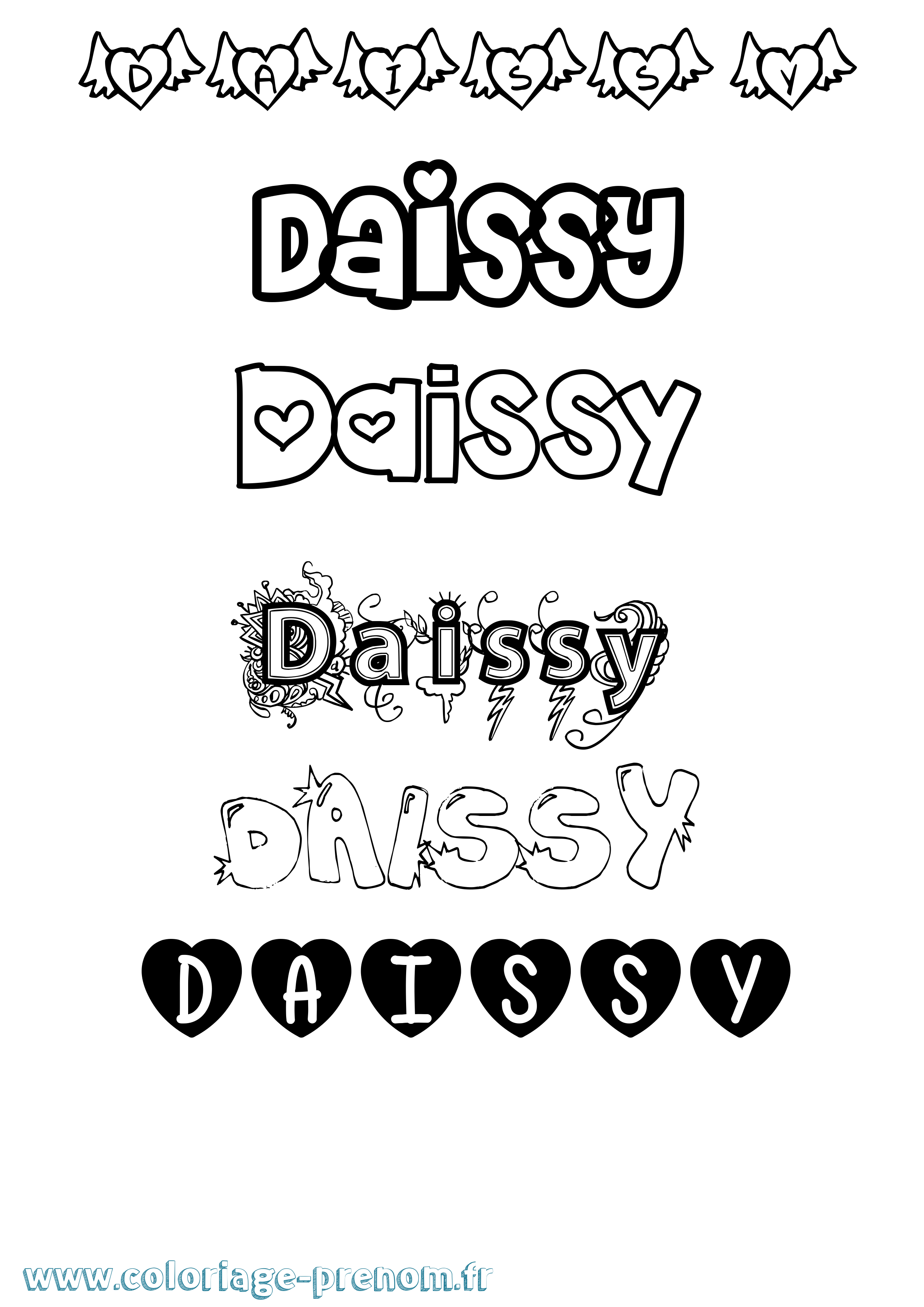 Coloriage prénom Daissy Girly