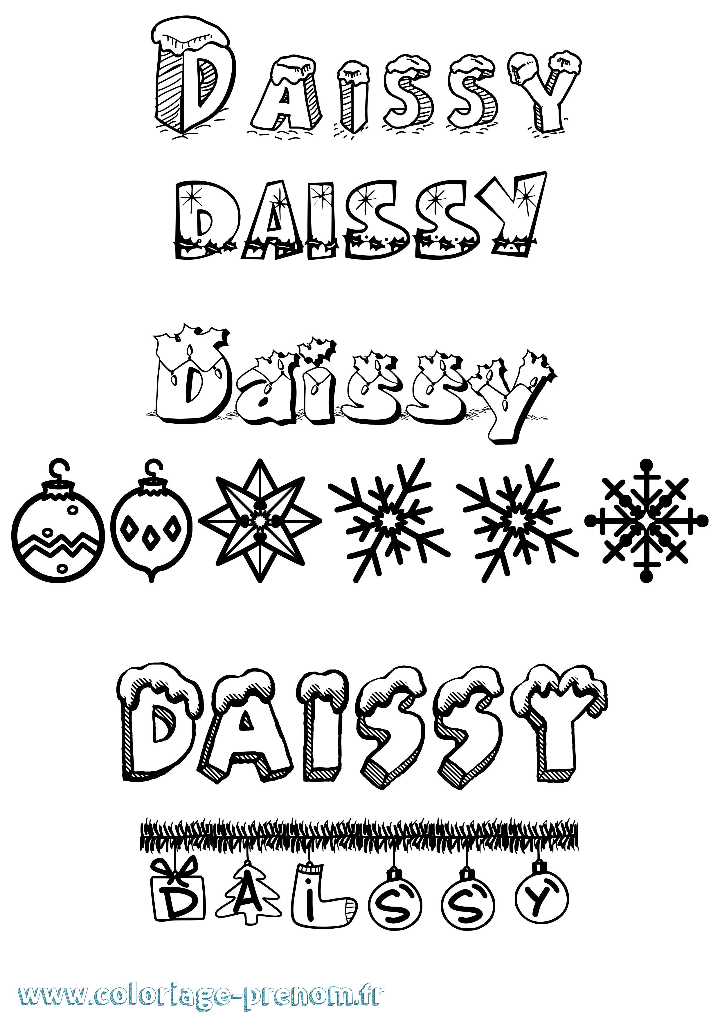 Coloriage Daissy Noël Coloriage prénom Daissy Noël