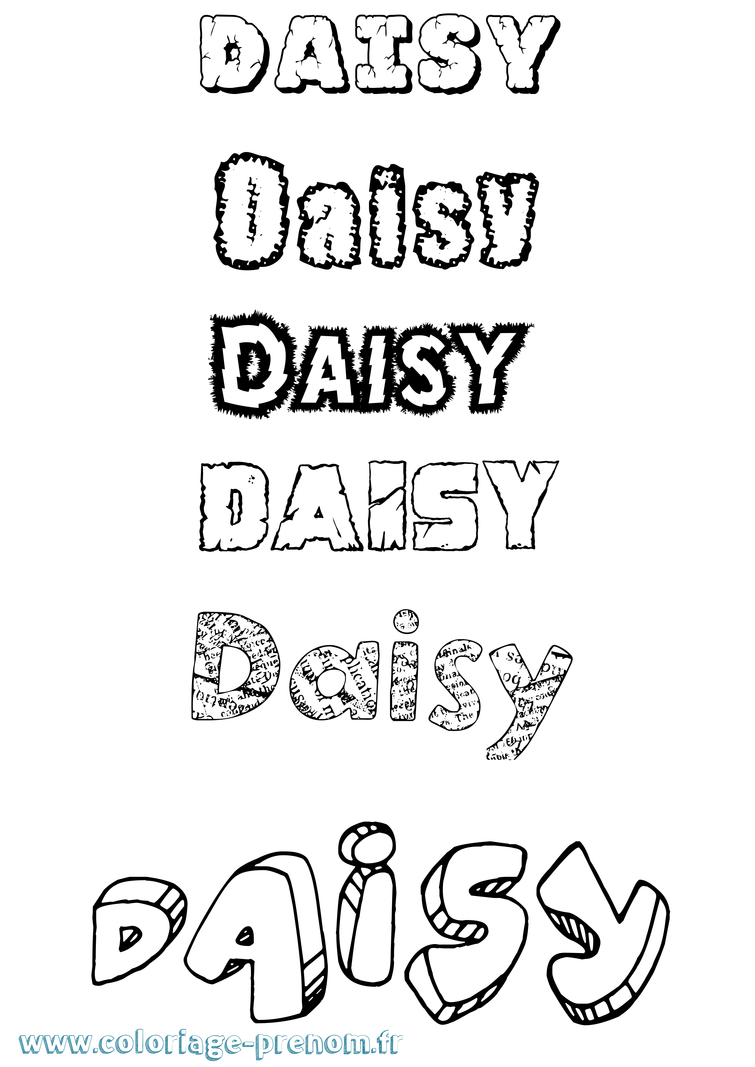 Coloriage prénom Daisy Destructuré