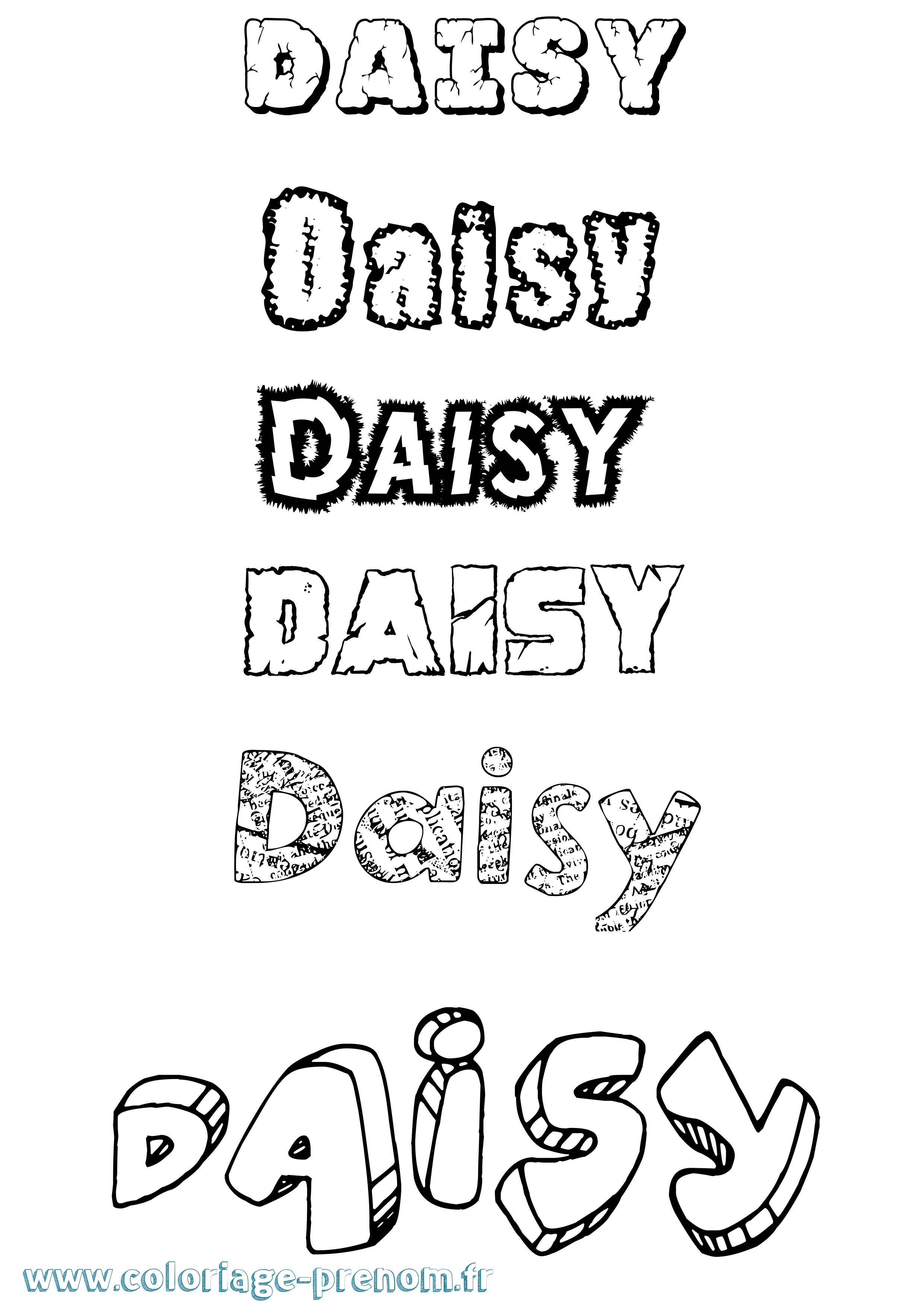 Coloriage Daisy Destructuré Coloriage prénom Daisy Destructuré