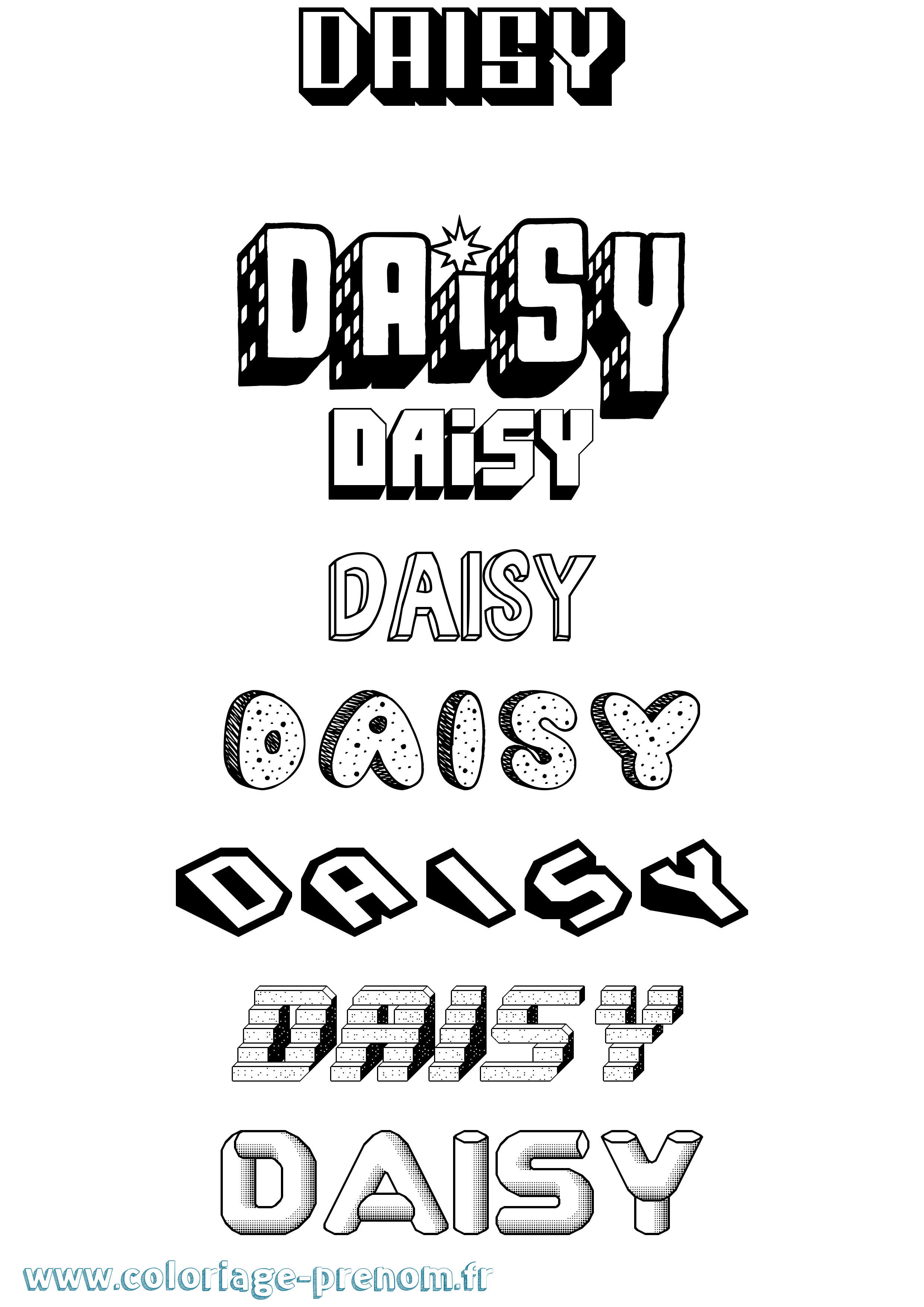 Coloriage Daisy Effet 3D Coloriage prénom Daisy Effet 3D