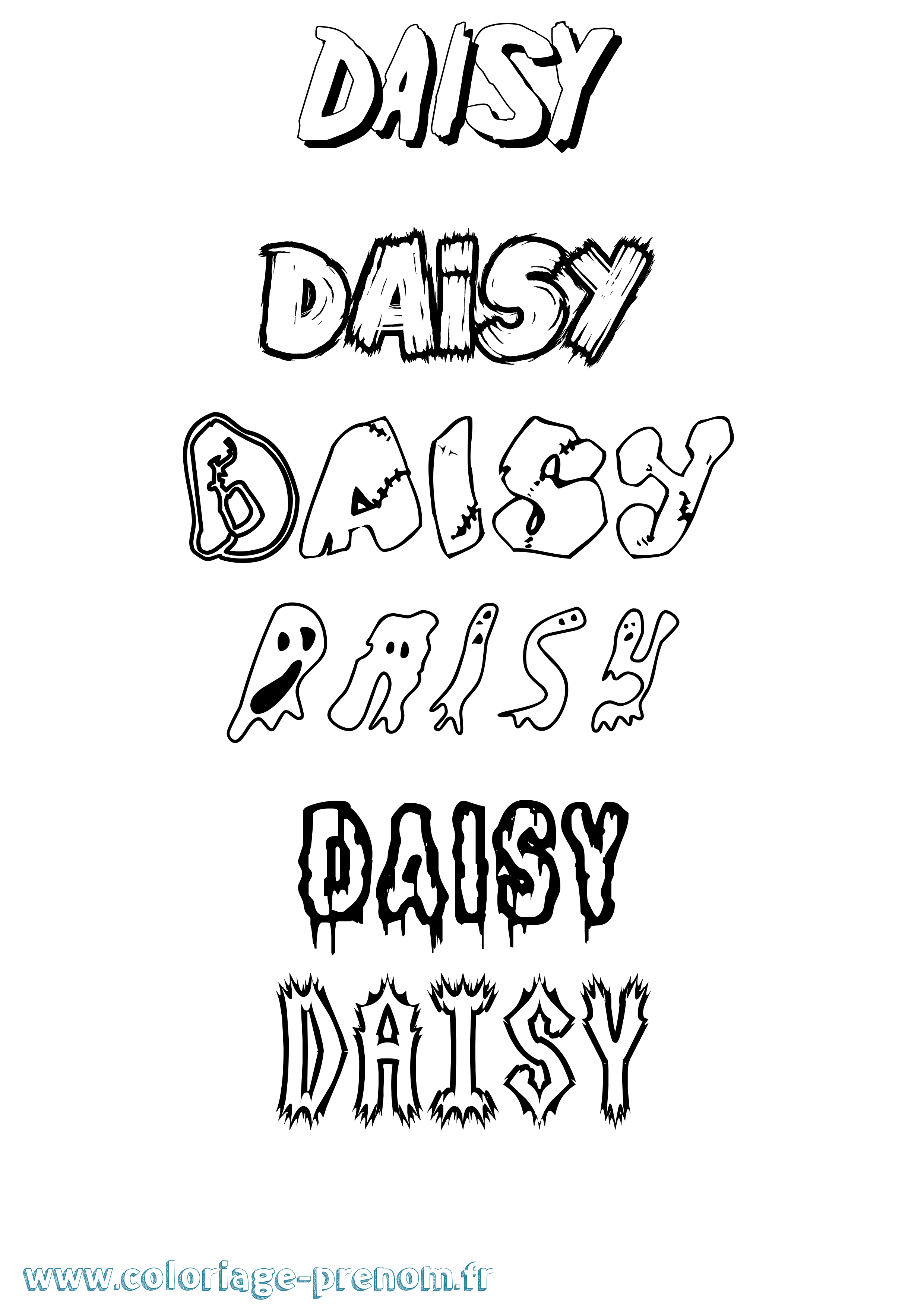 Coloriage prénom Daisy Frisson