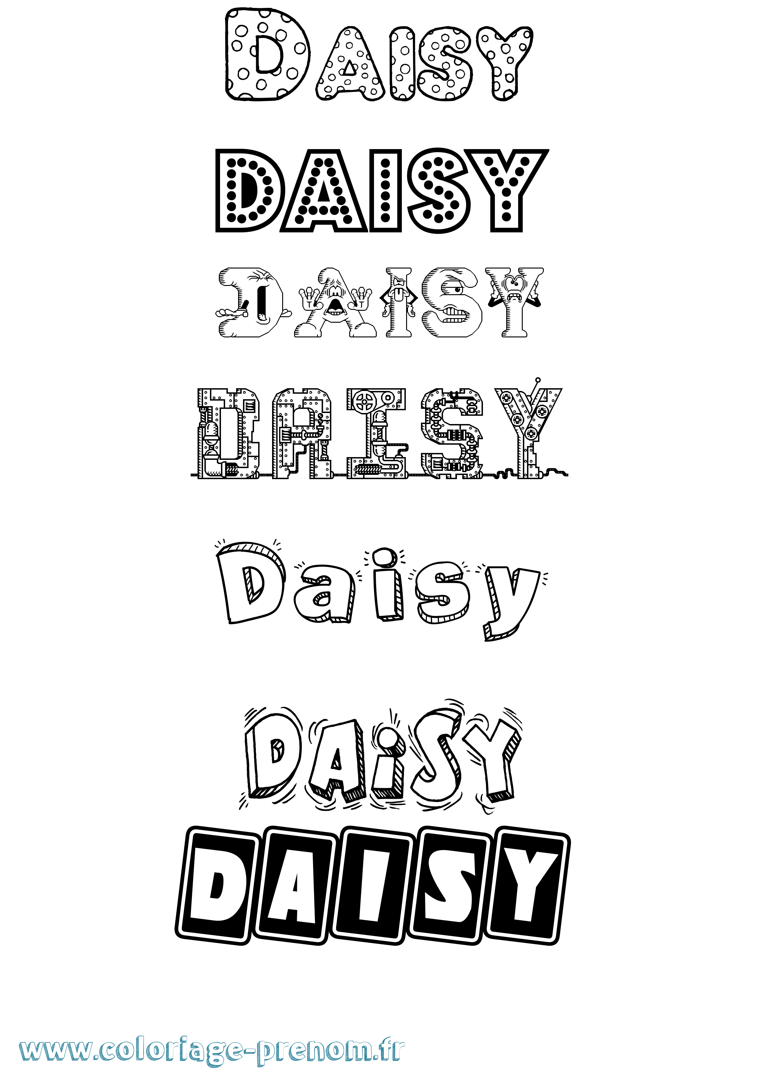 Coloriage prénom Daisy Fun