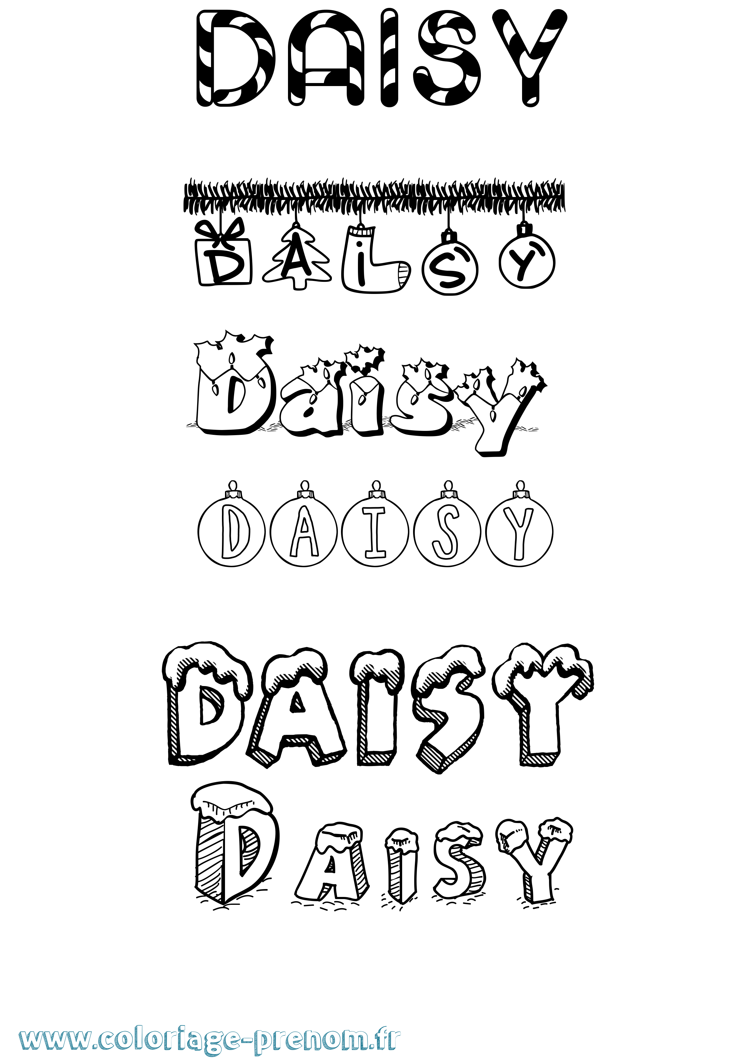 Coloriage prénom Daisy Noël
