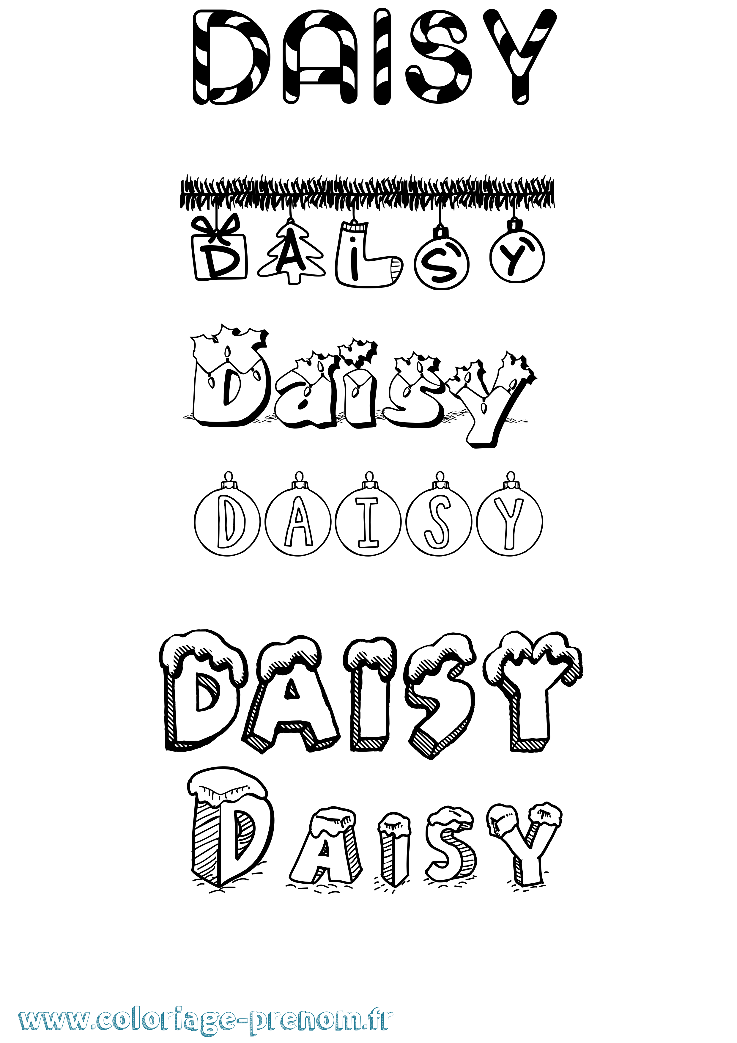 Coloriage Daisy Noël Coloriage prénom Daisy Noël