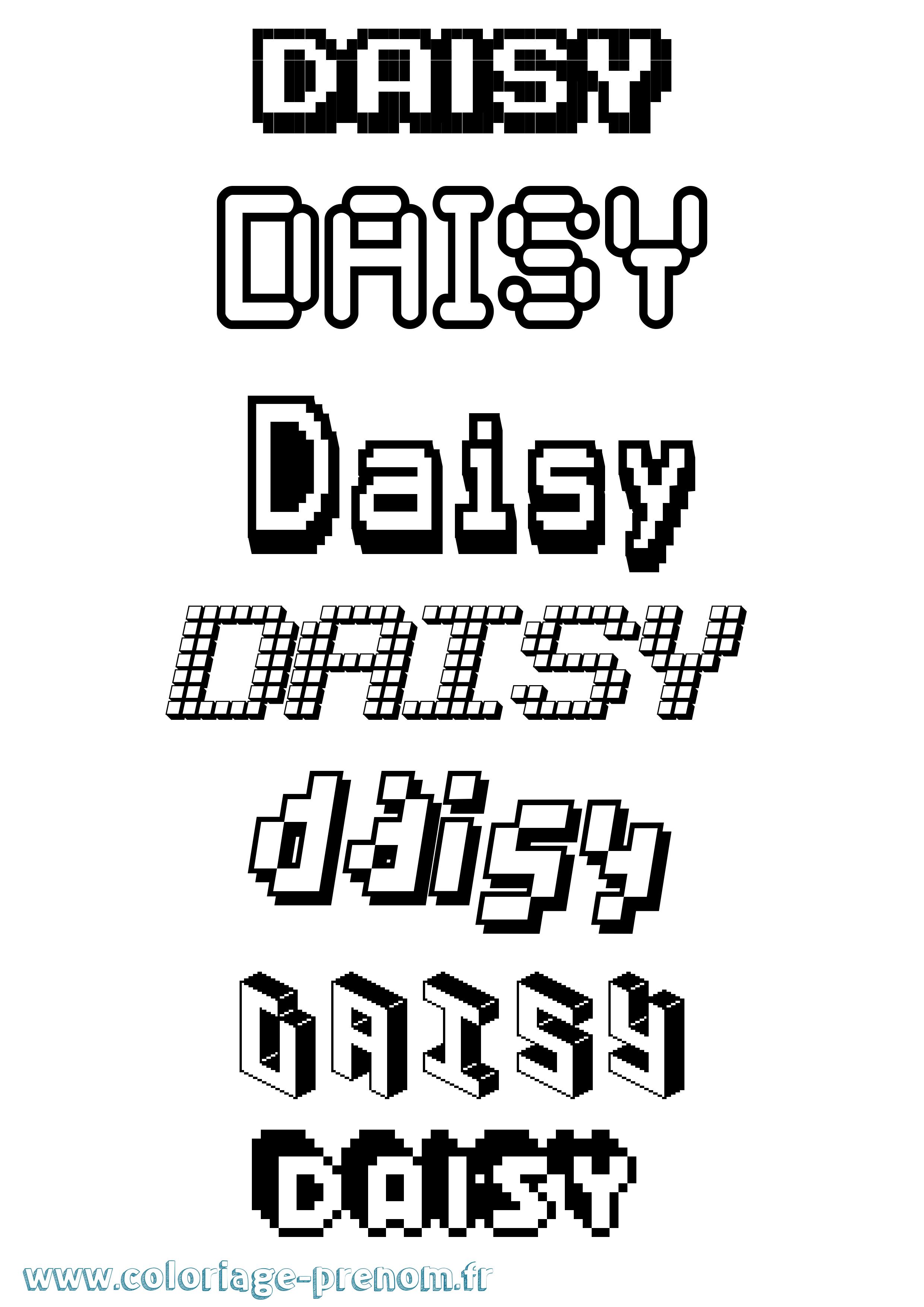 Coloriage Daisy Pixel Coloriage prénom Daisy Pixel