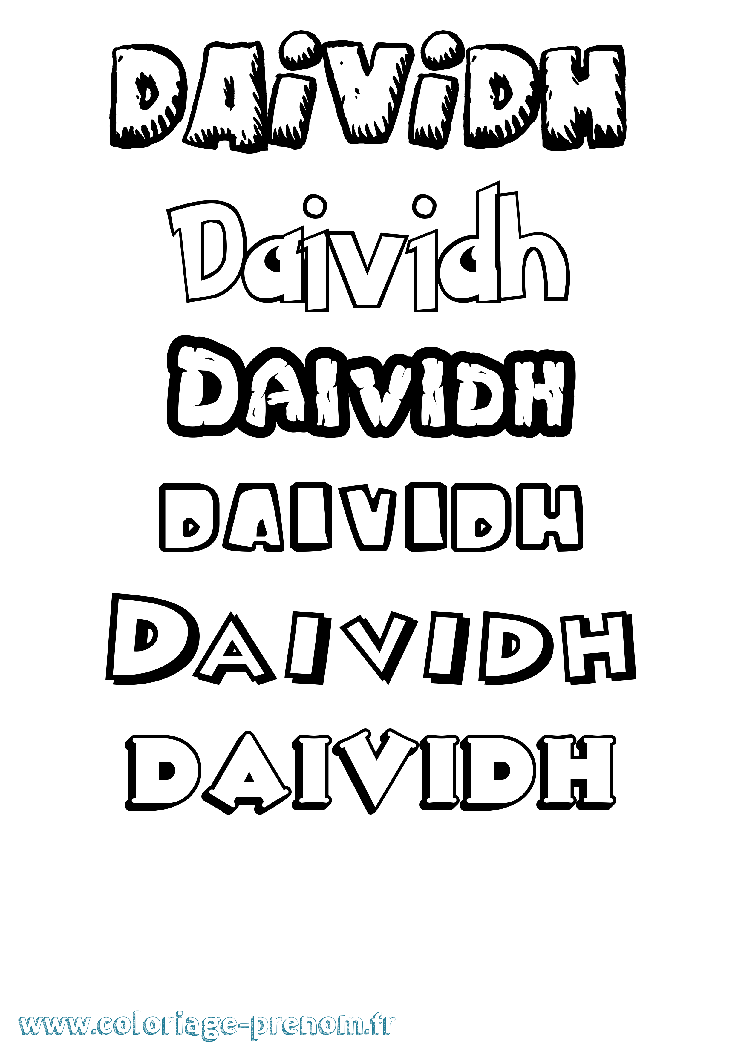 Coloriage Daividh Dessin Animé Coloriage prénom Daividh Dessin Animé