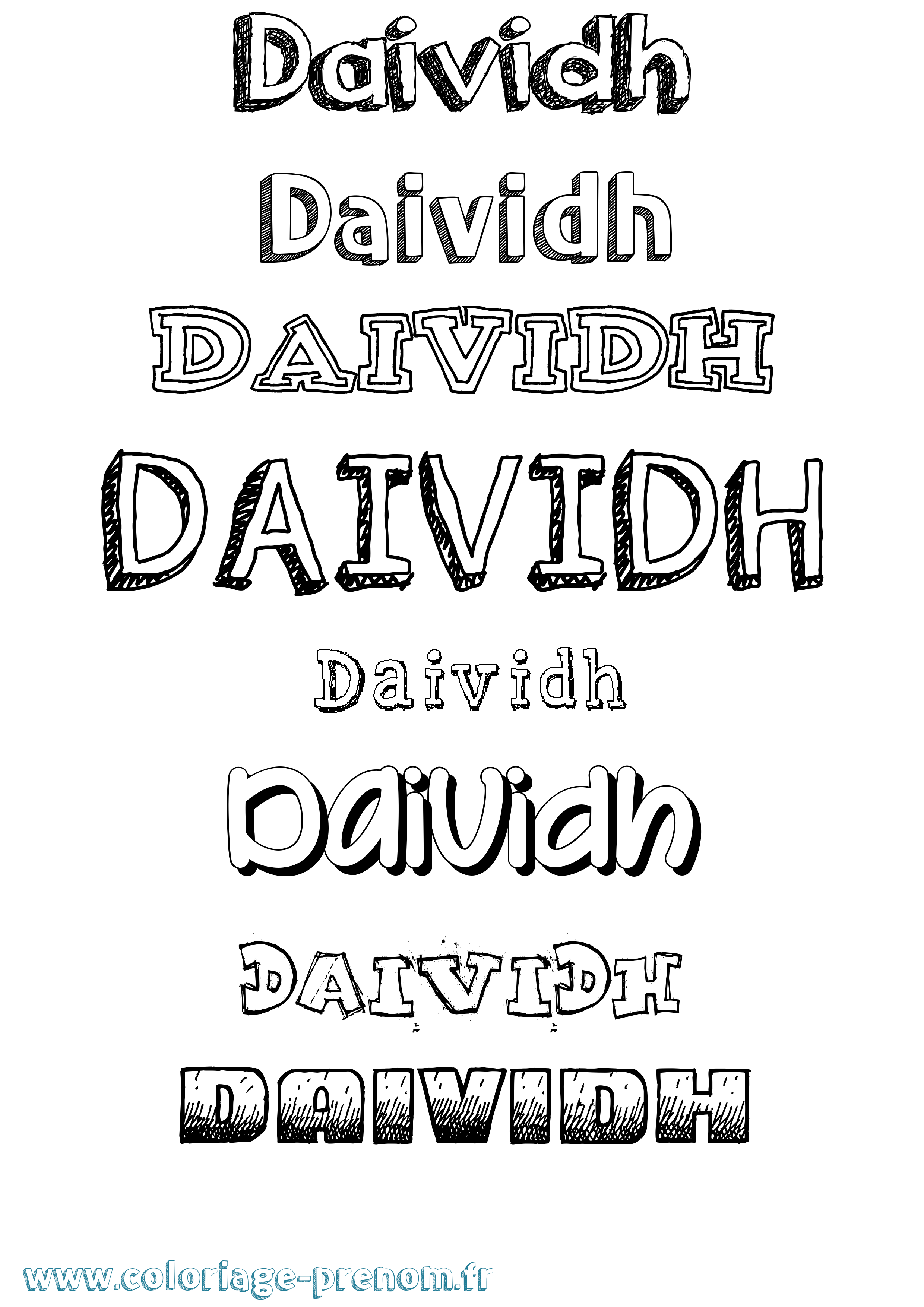 Coloriage prénom Daividh Dessiné