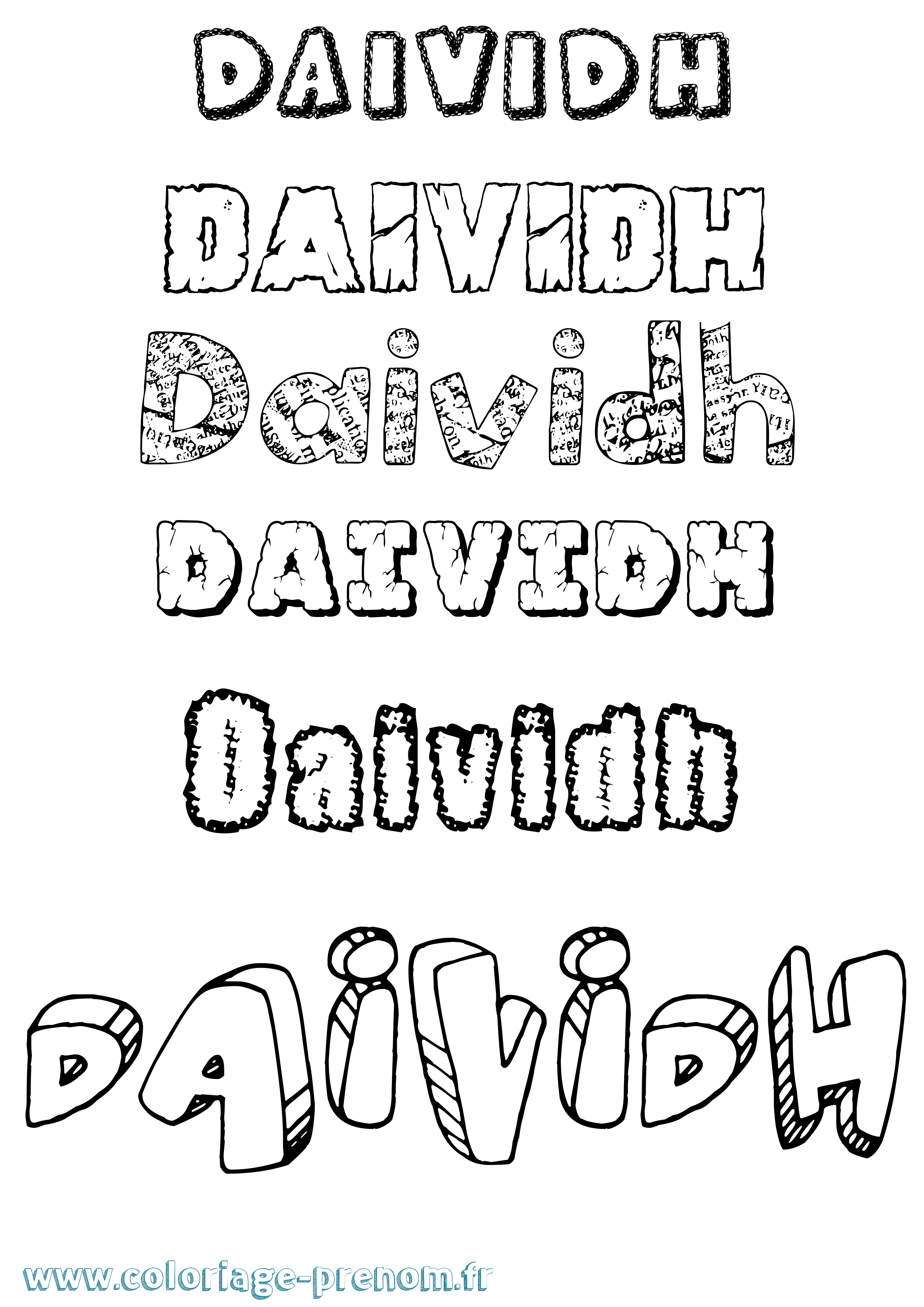 Coloriage prénom Daividh Destructuré