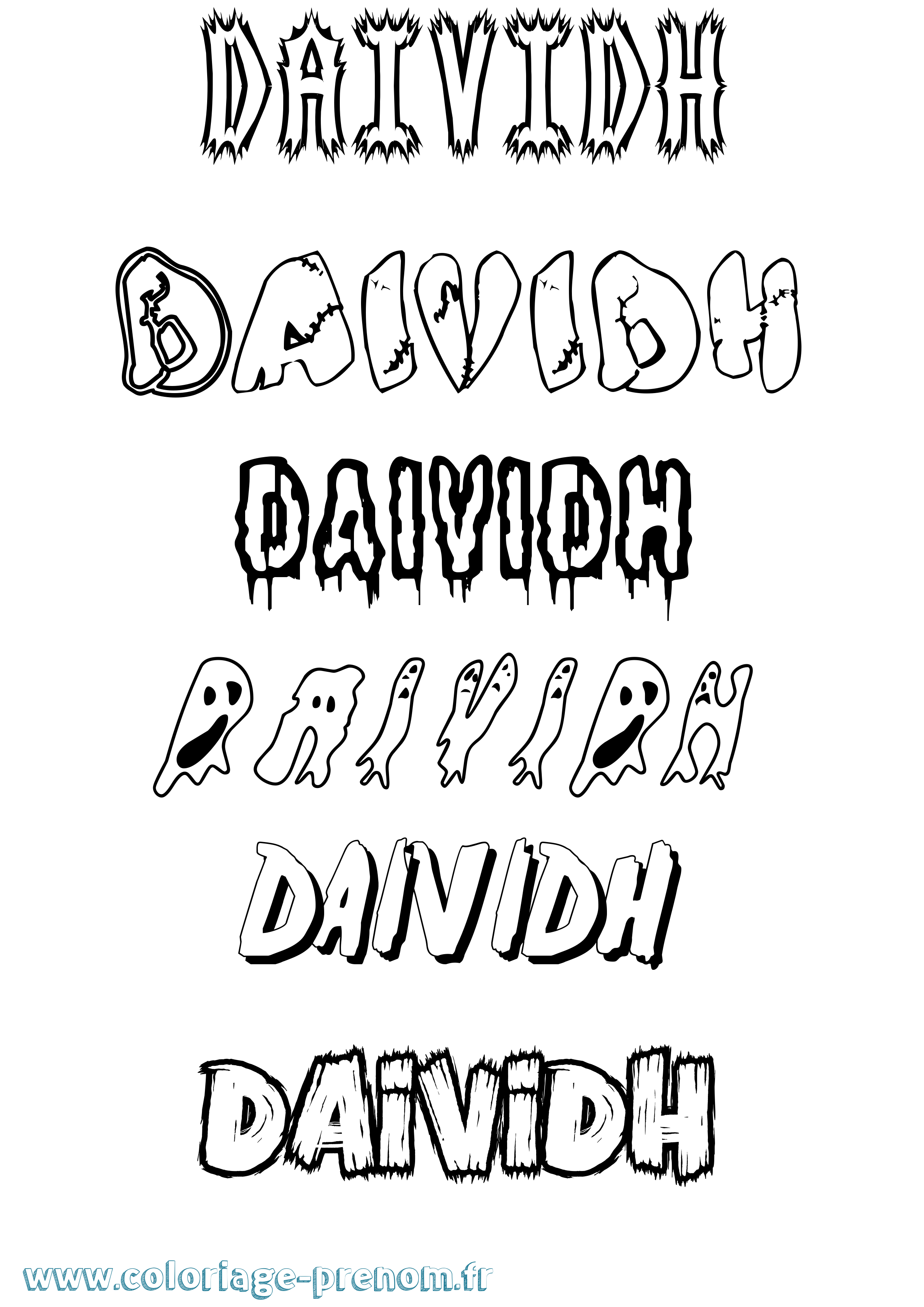Coloriage prénom Daividh Frisson