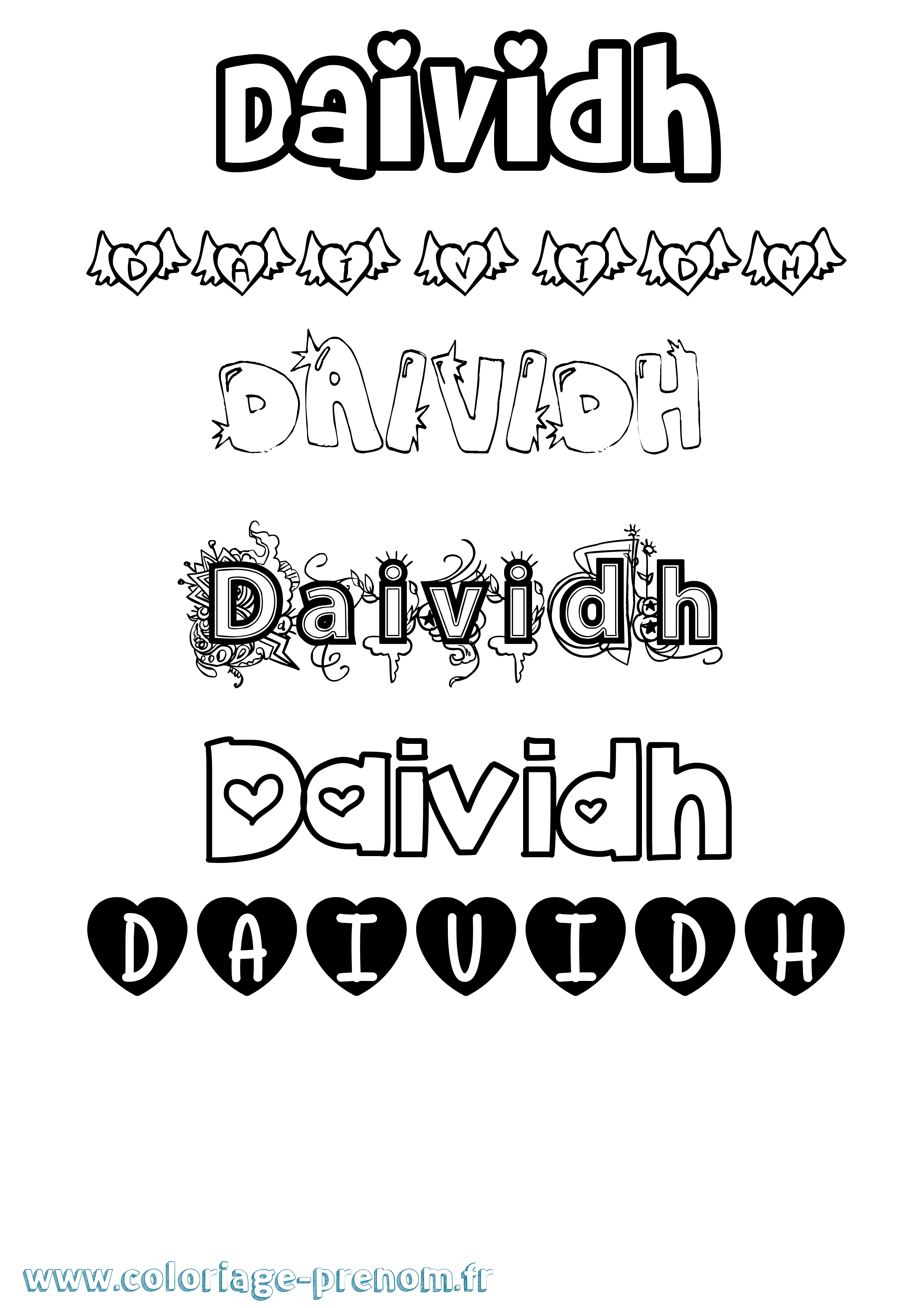 Coloriage Daividh Girly Coloriage prénom Daividh Girly