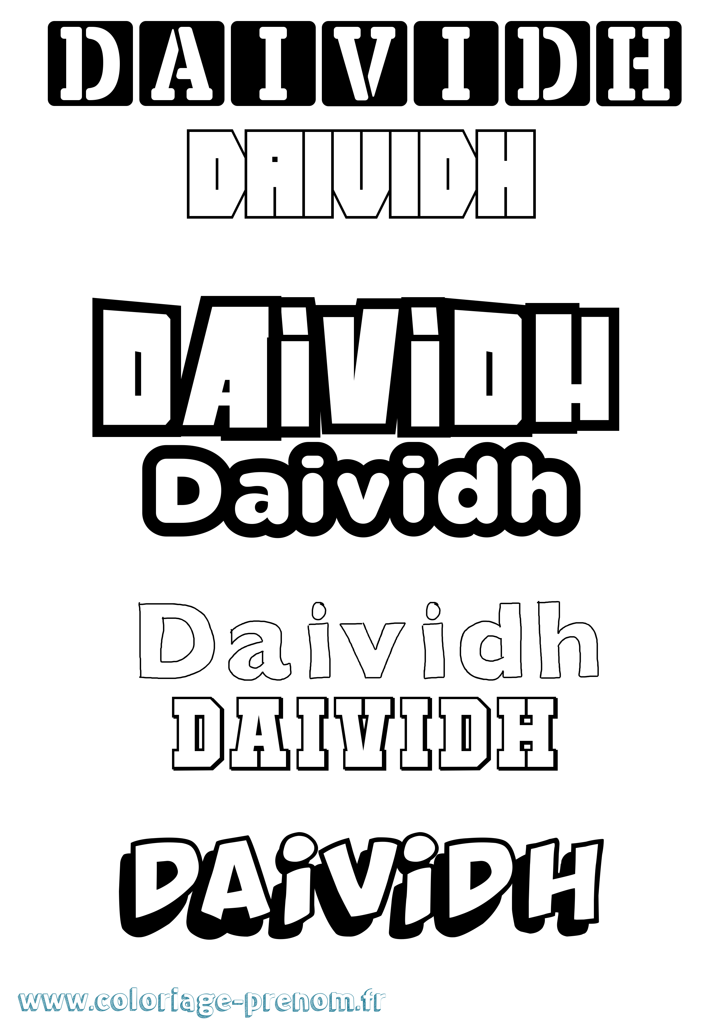 Coloriage prénom Daividh Simple
