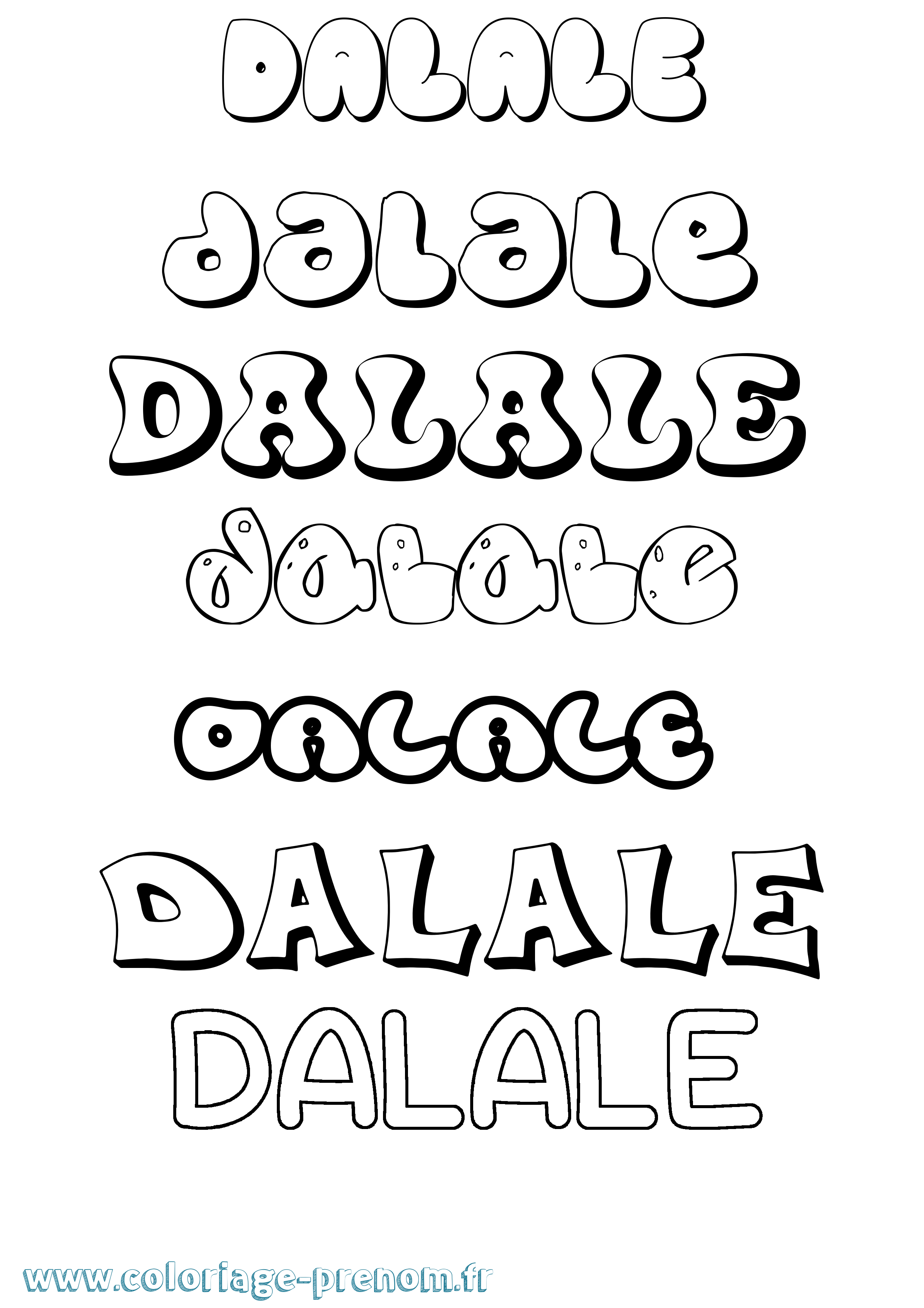 Coloriage prénom Dalale Bubble