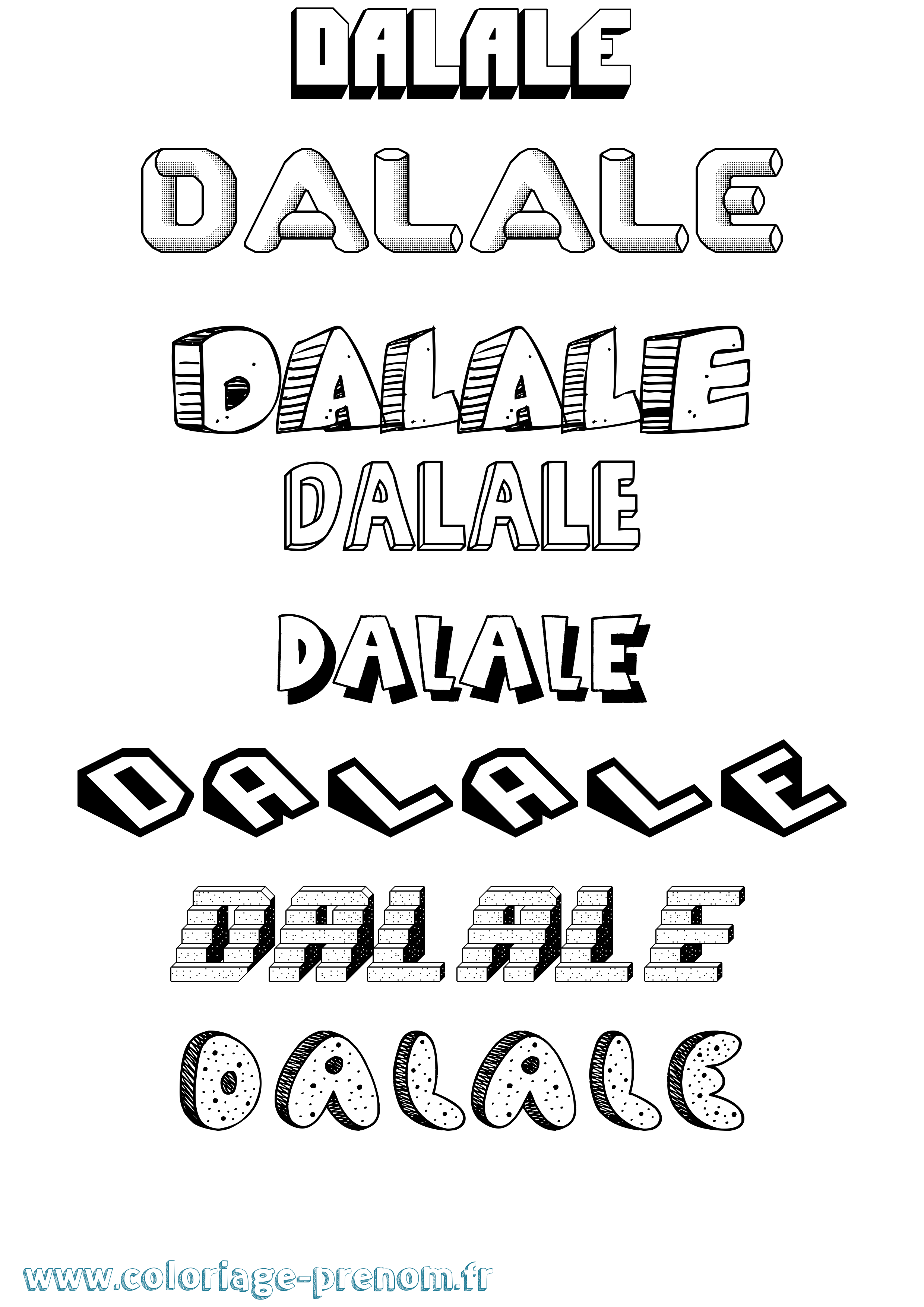 Coloriage prénom Dalale Effet 3D
