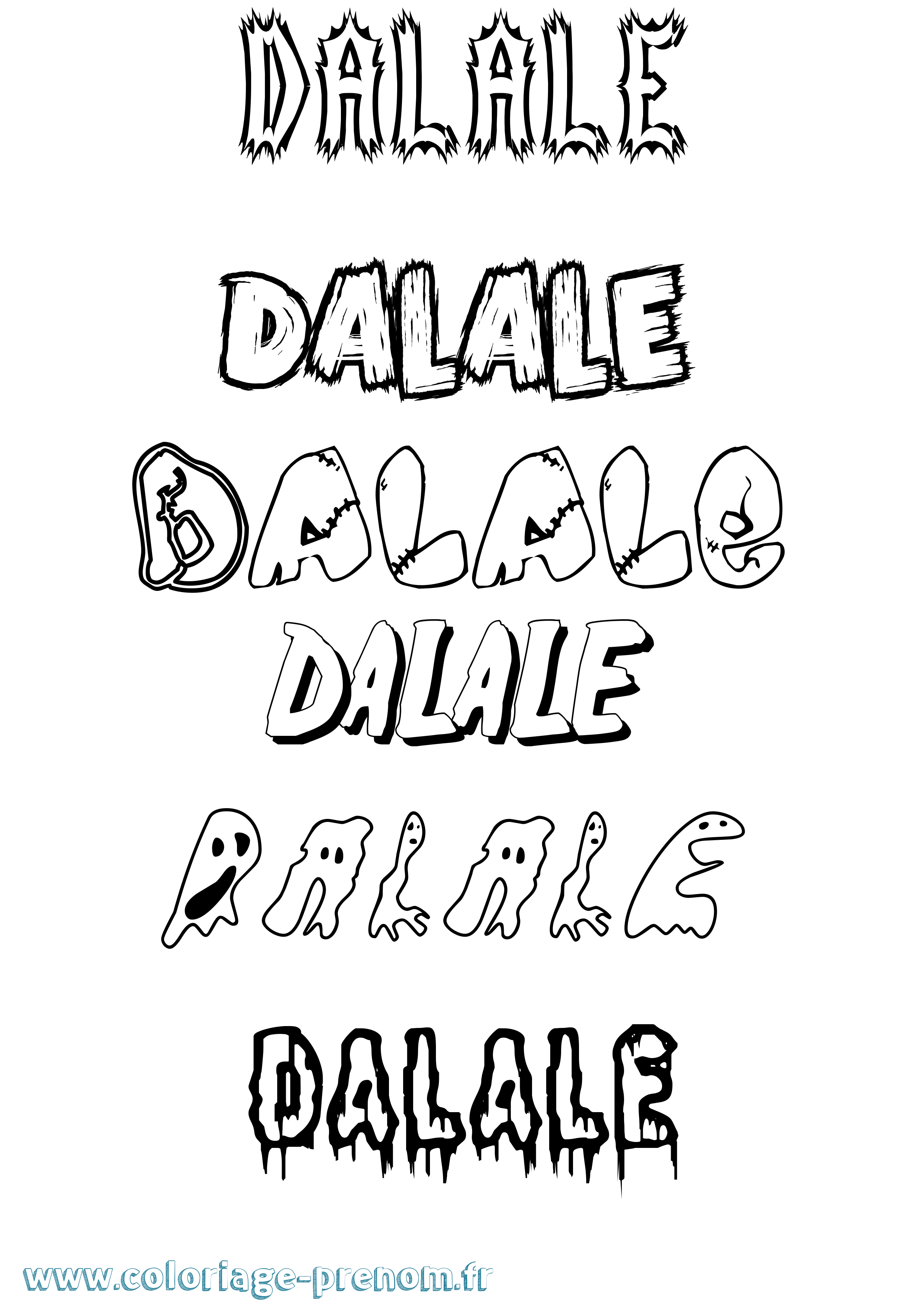 Coloriage prénom Dalale Frisson