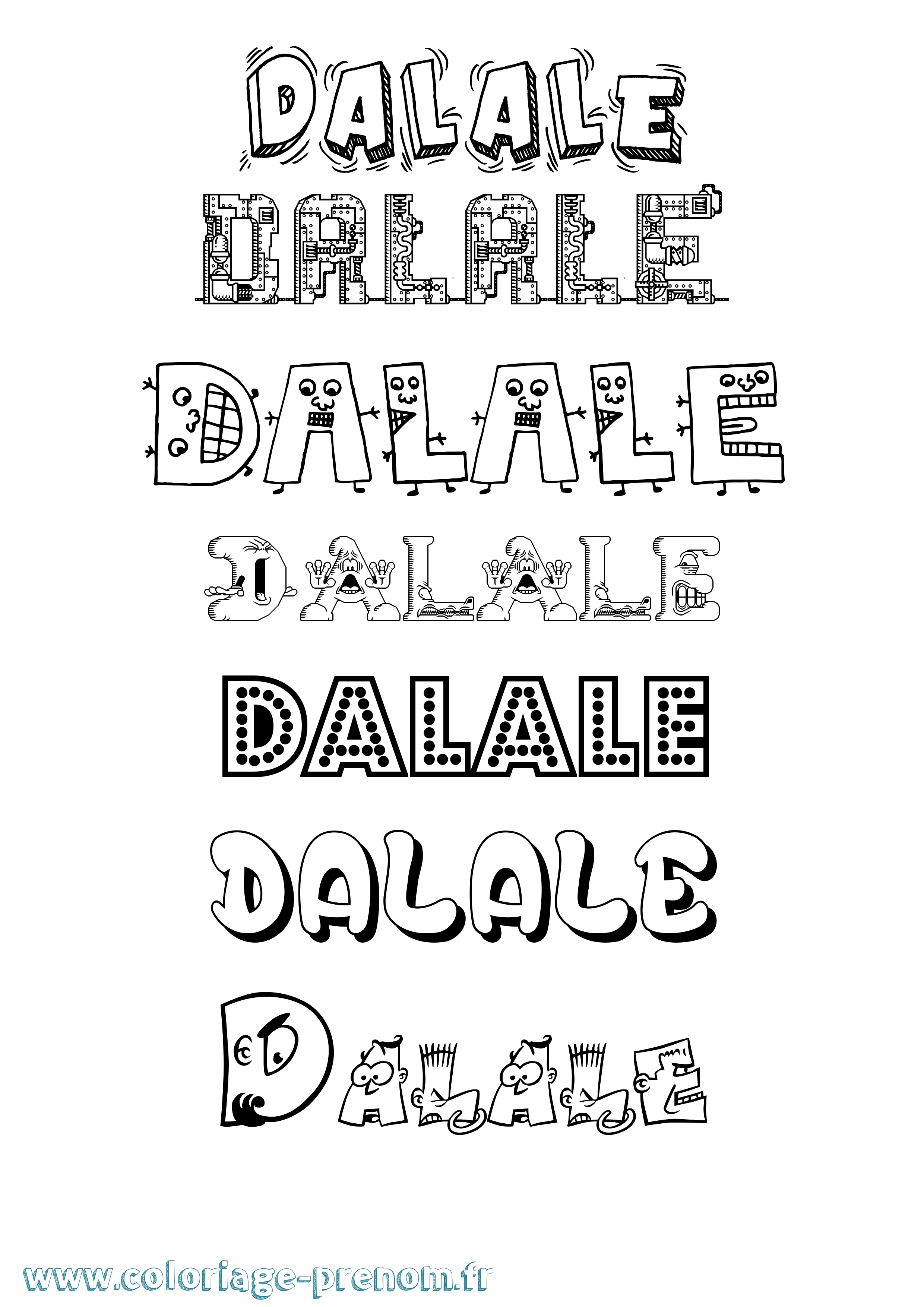 Coloriage prénom Dalale Fun