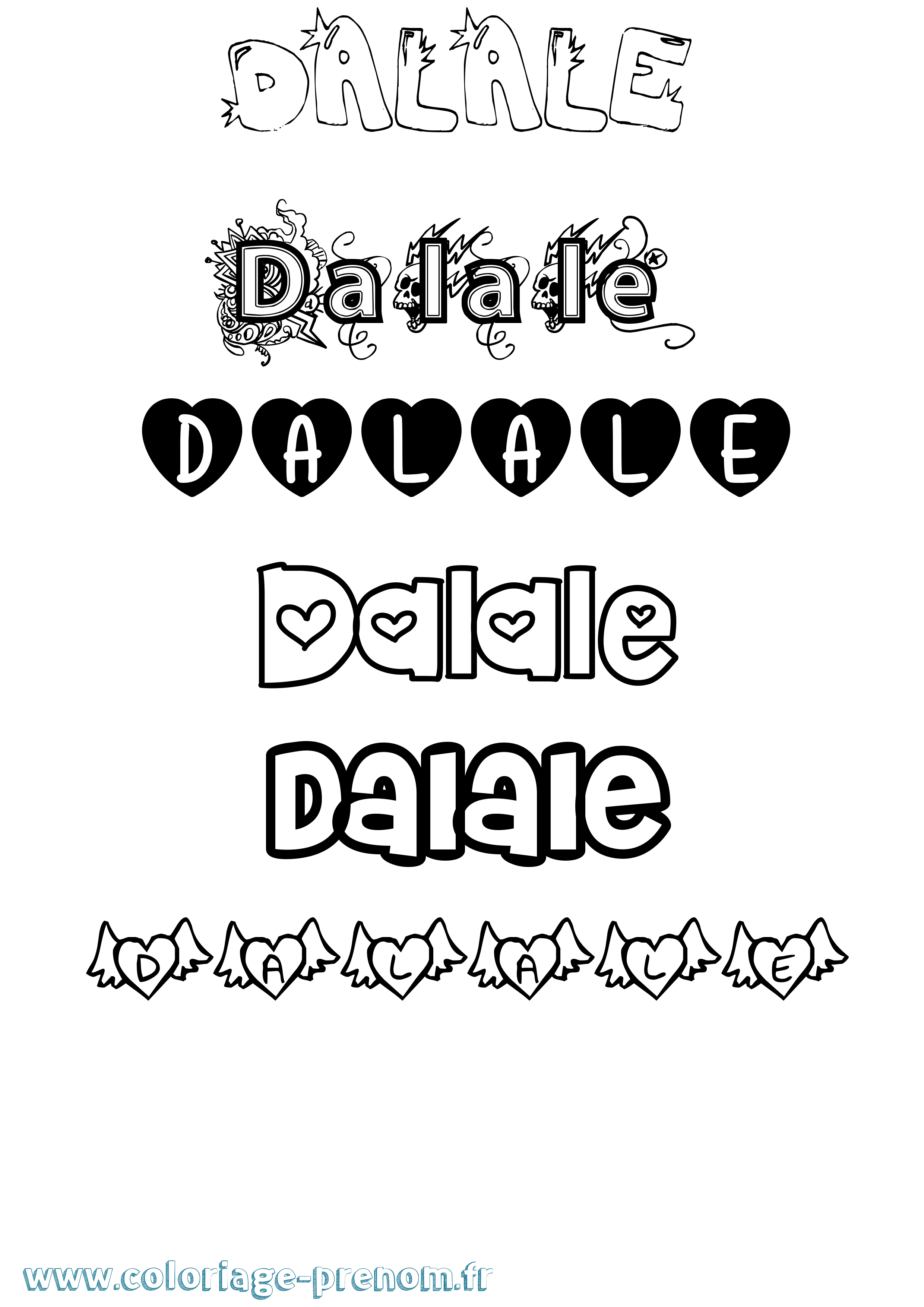 Coloriage prénom Dalale Girly