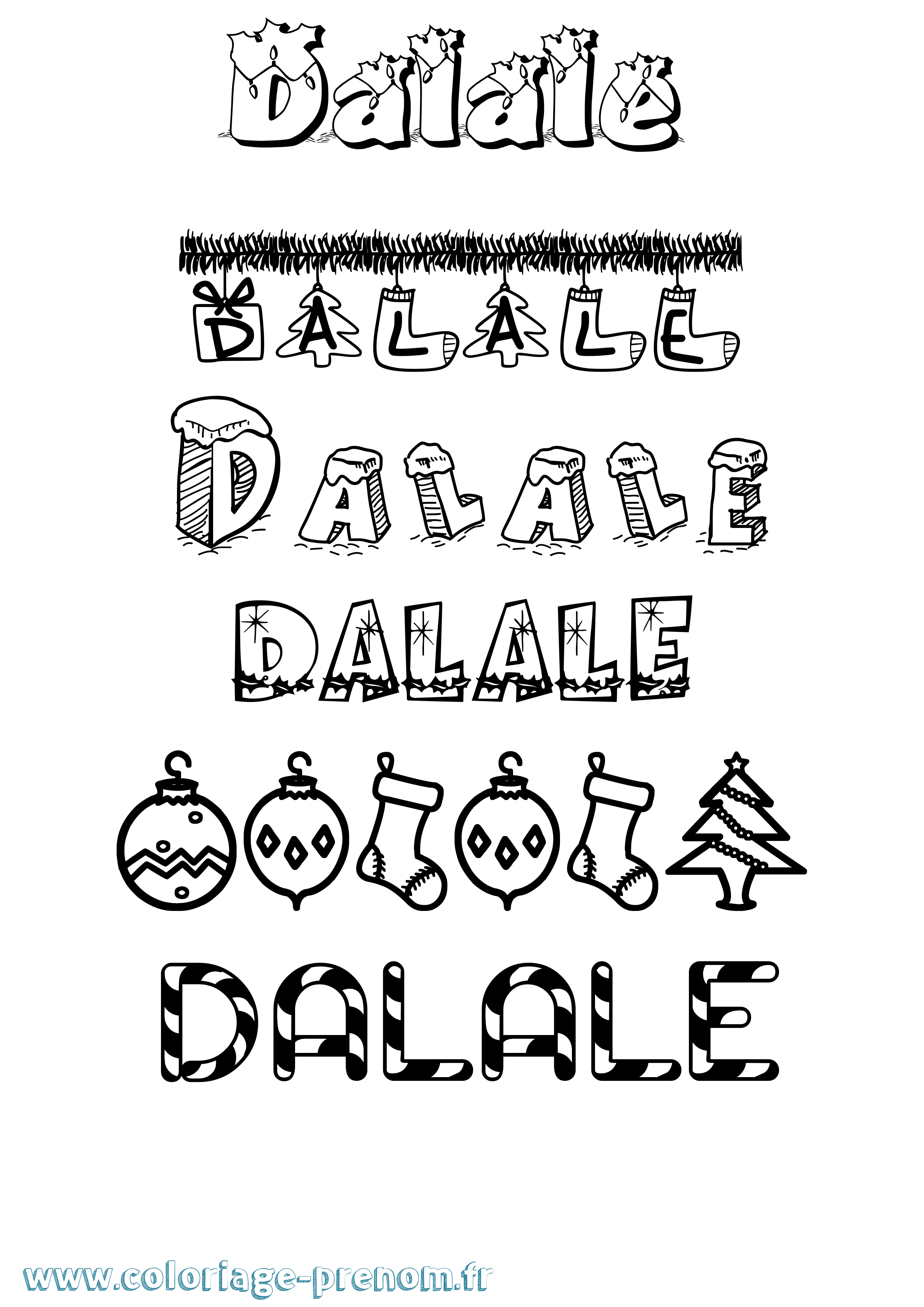Coloriage prénom Dalale Noël