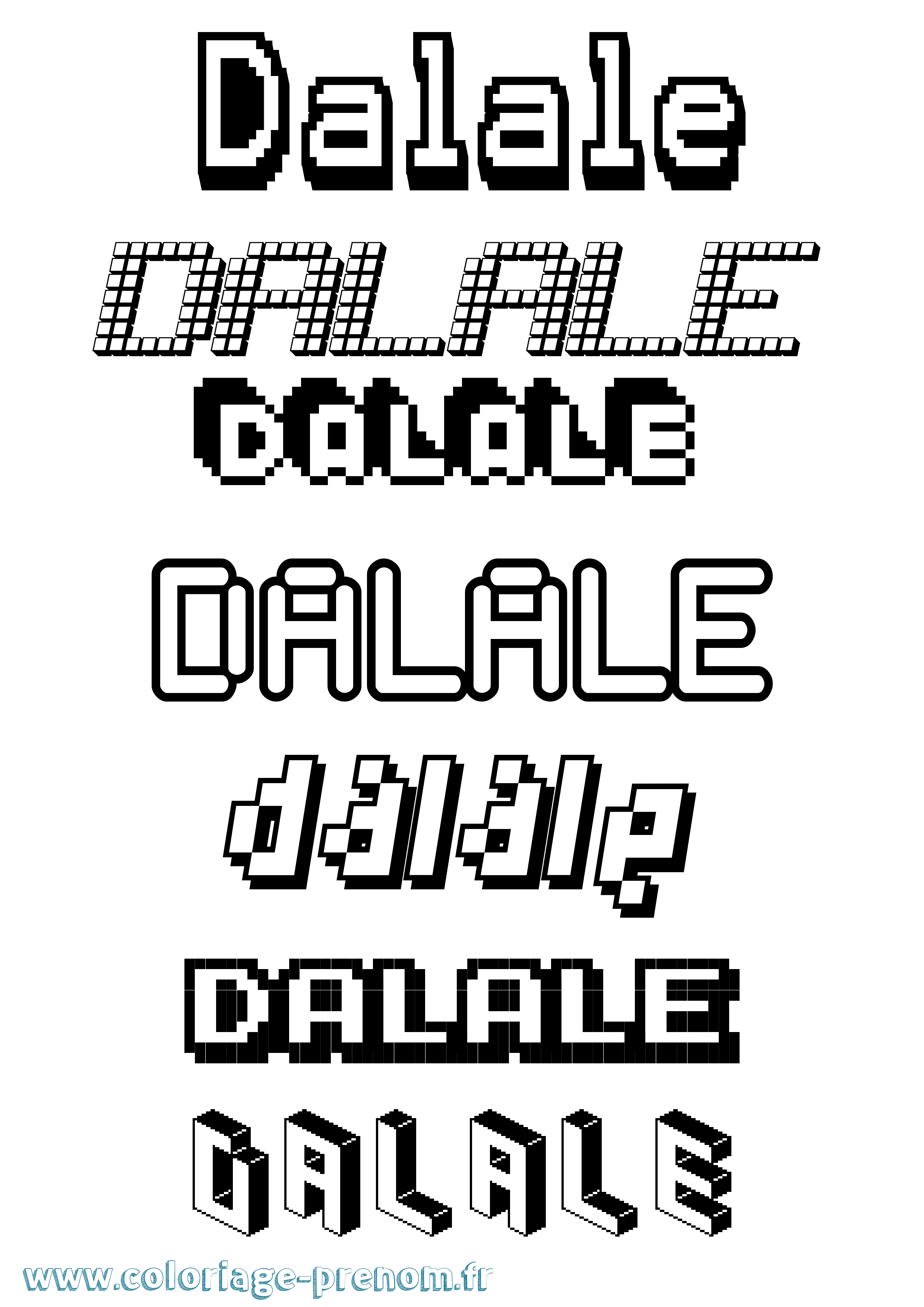 Coloriage prénom Dalale Pixel