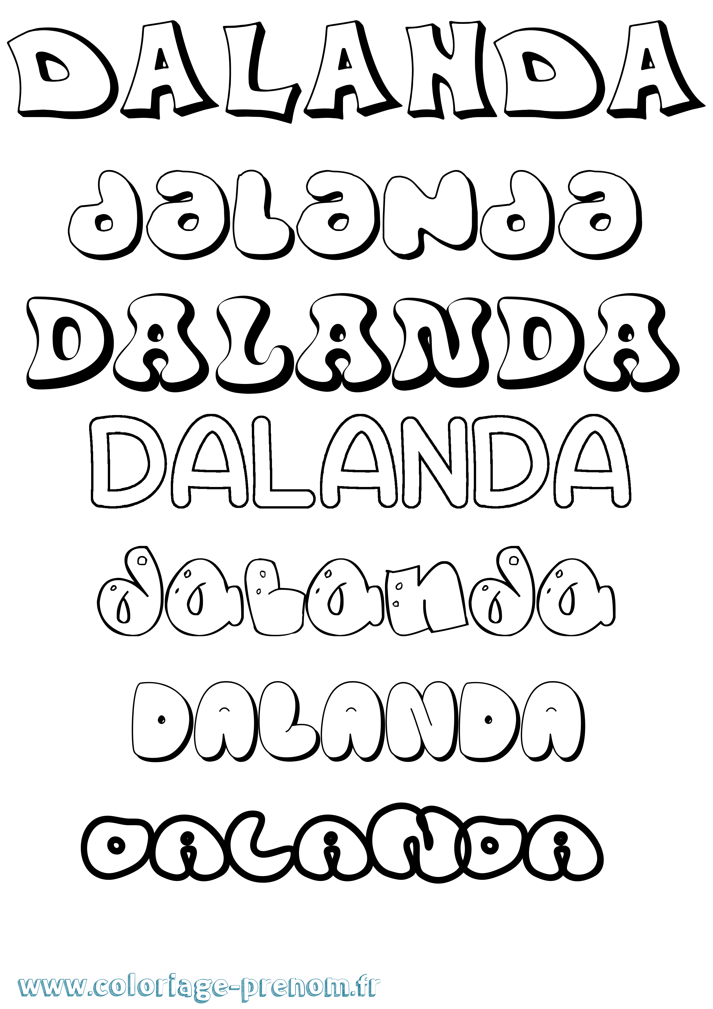 Coloriage Dalanda Bubble Coloriage prénom Dalanda Bubble