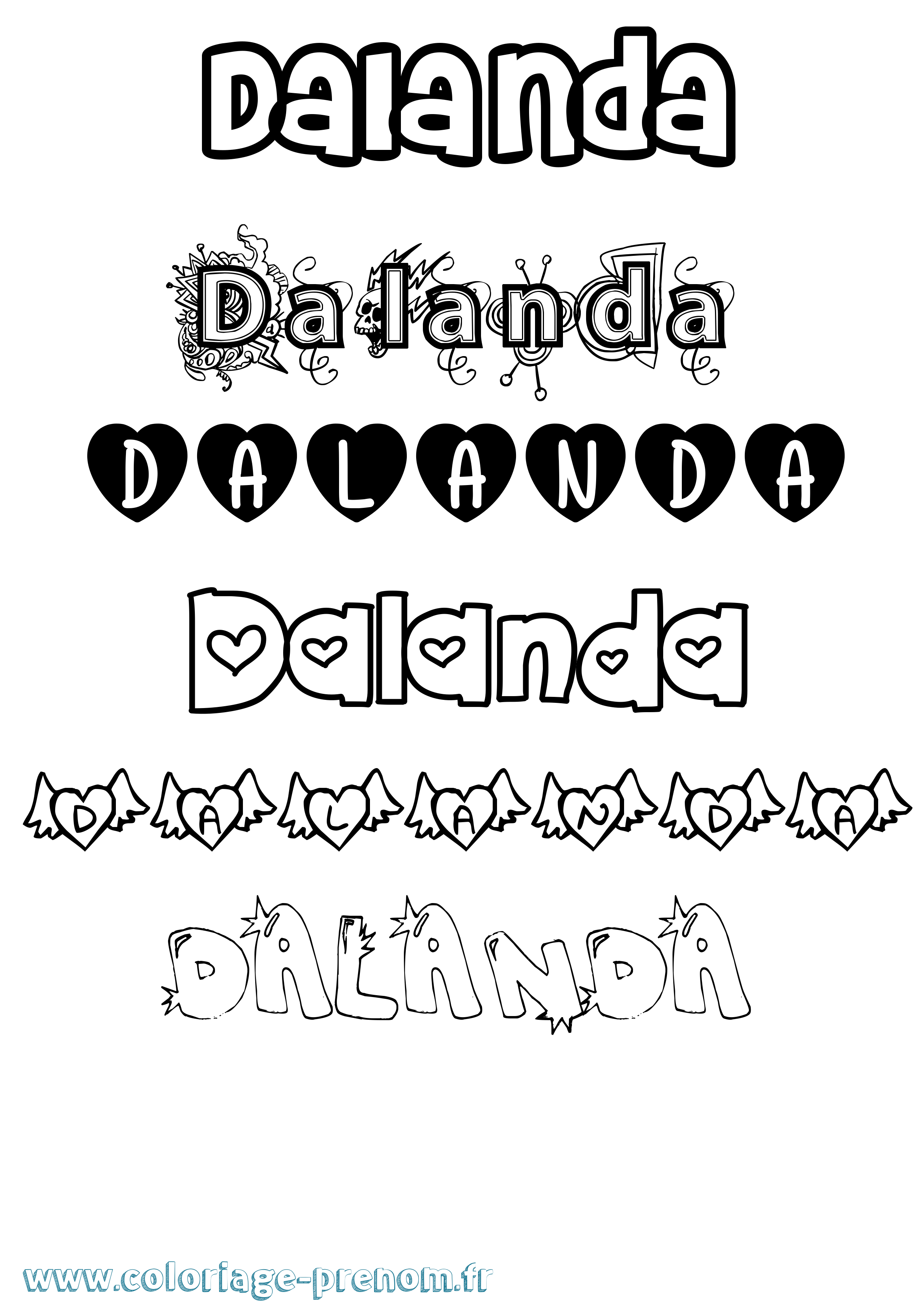 Coloriage Dalanda Girly Coloriage prénom Dalanda Girly