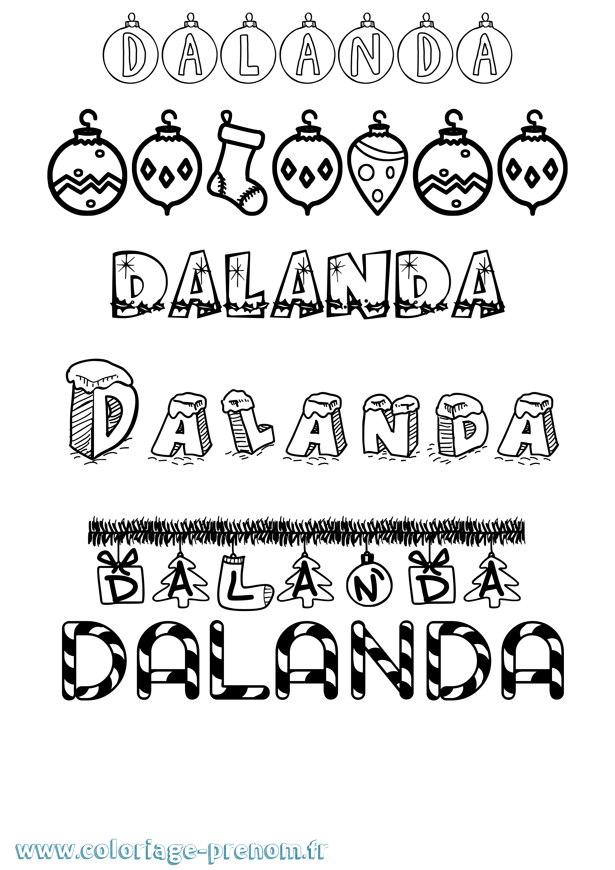 Coloriage Dalanda Noël Coloriage prénom Dalanda Noël