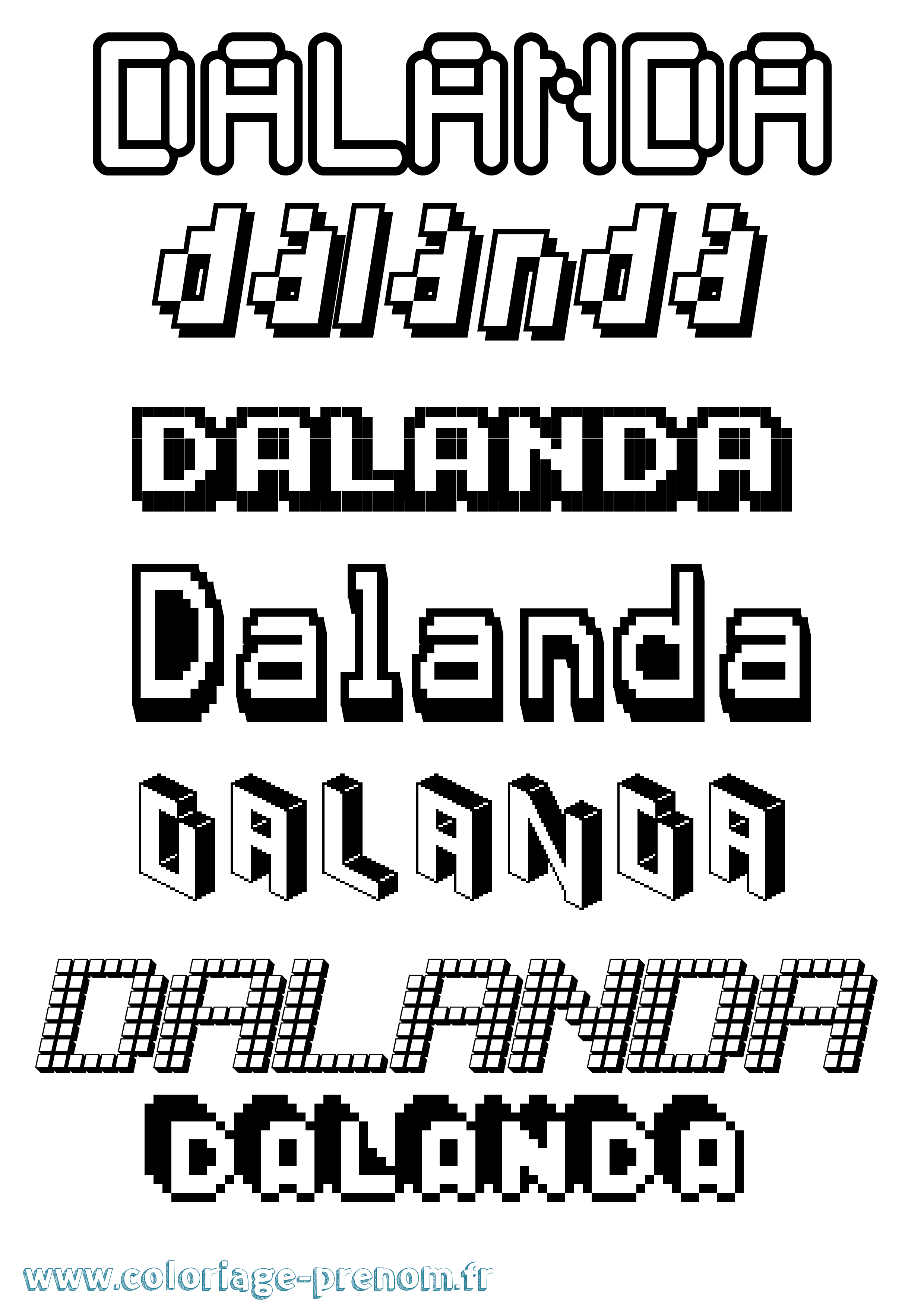 Coloriage Dalanda Pixel Coloriage prénom Dalanda Pixel