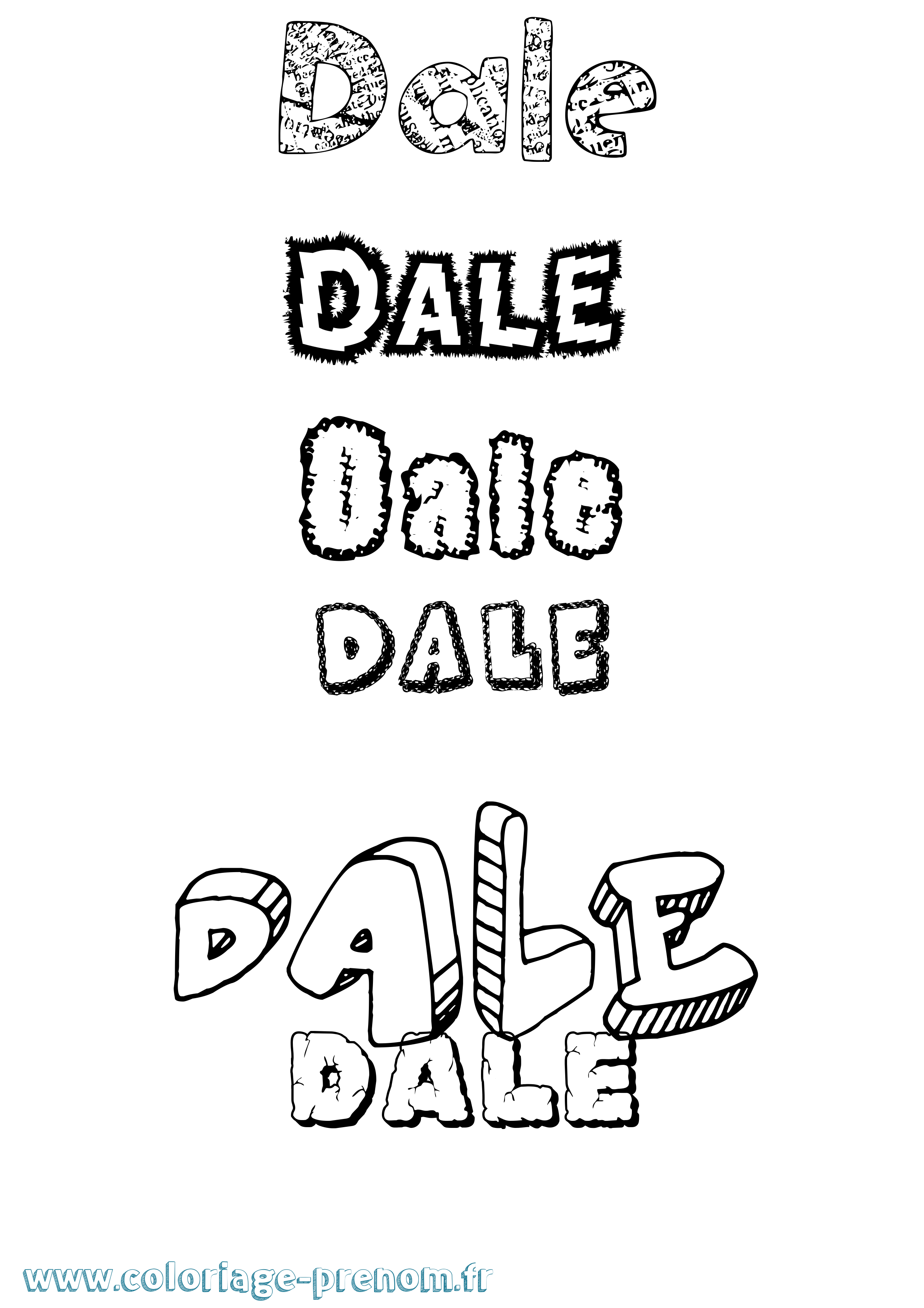 Coloriage prénom Dale Destructuré