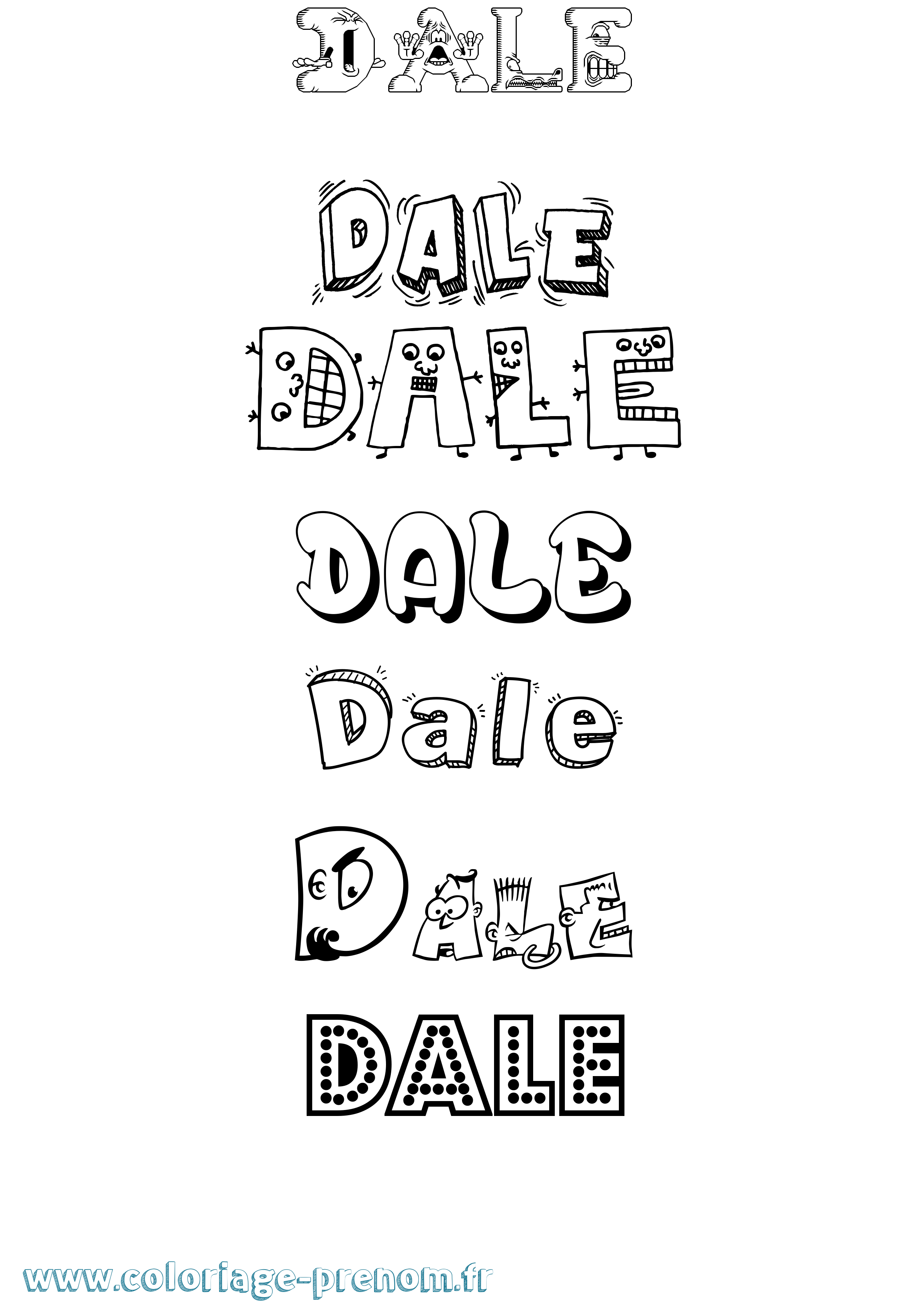 Coloriage prénom Dale Fun