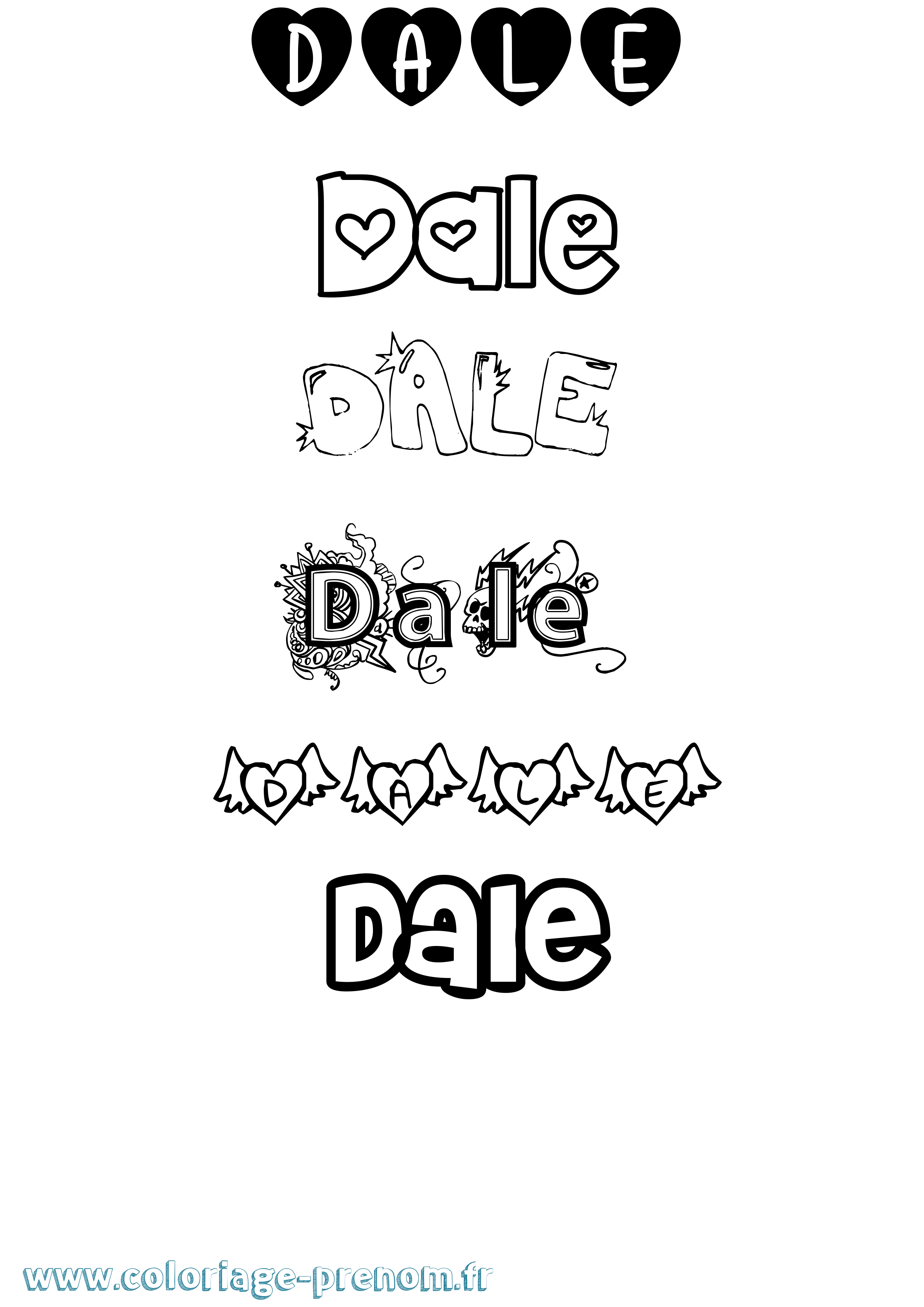 Coloriage prénom Dale Girly