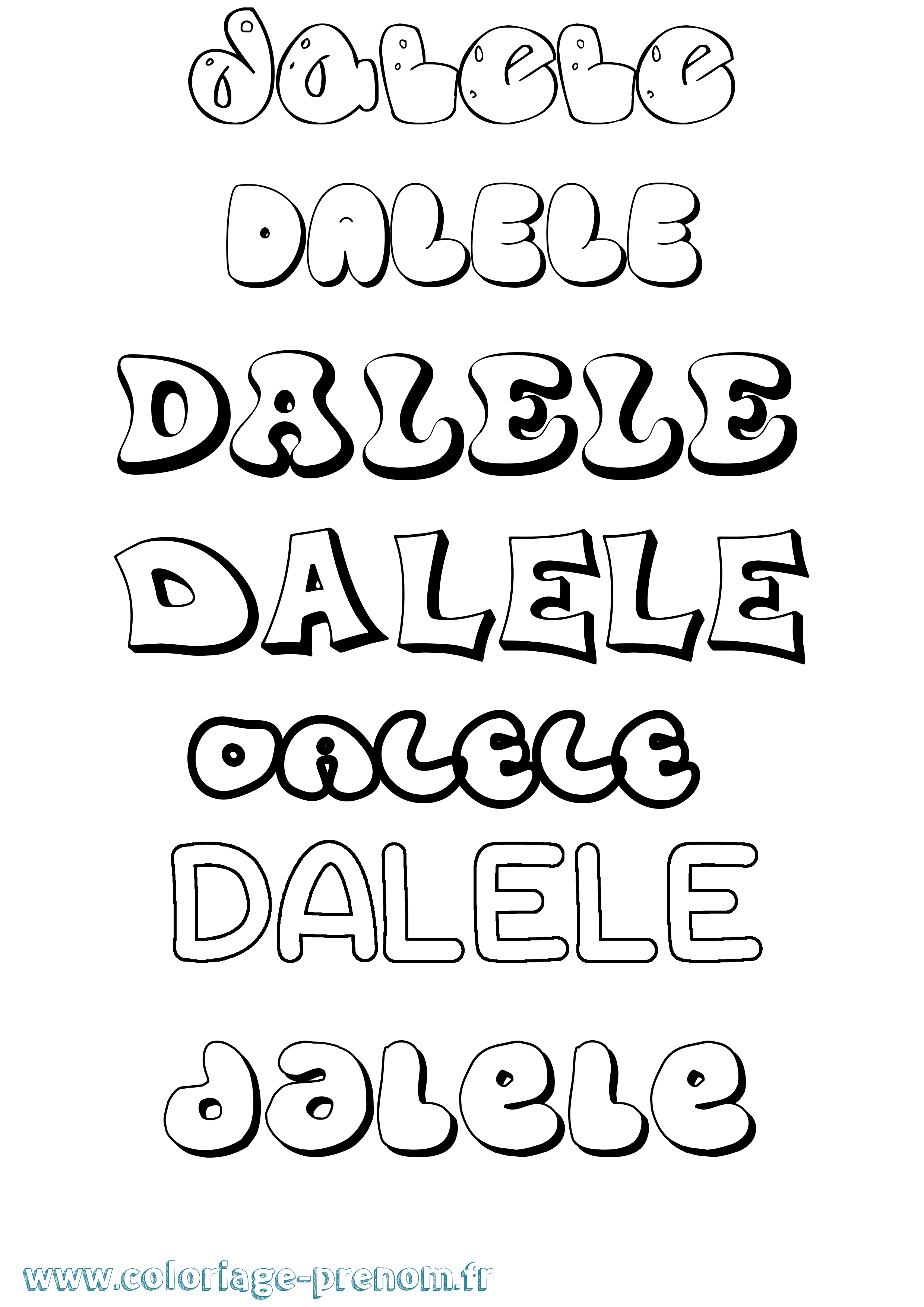 Coloriage Dalele Bubble Coloriage prénom Dalele Bubble