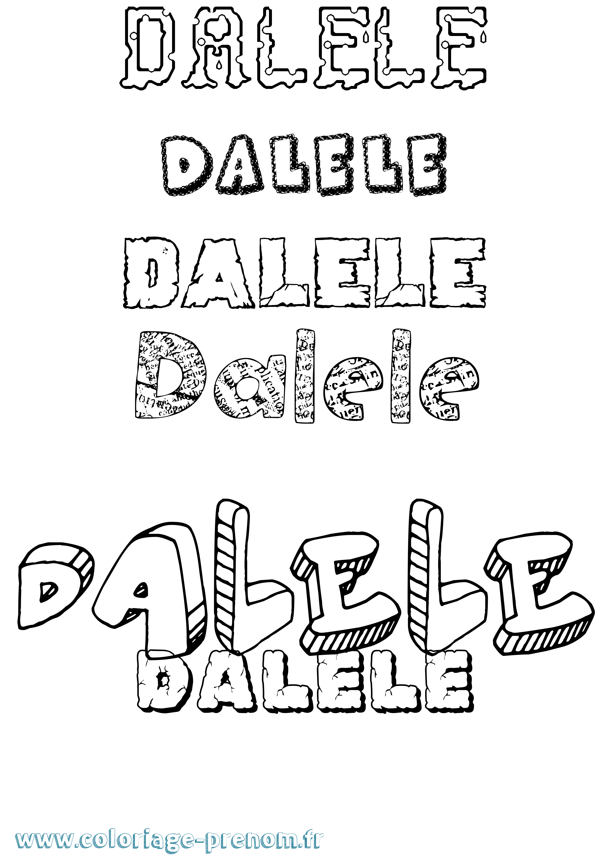 Coloriage Dalele Destructuré Coloriage prénom Dalele Destructuré