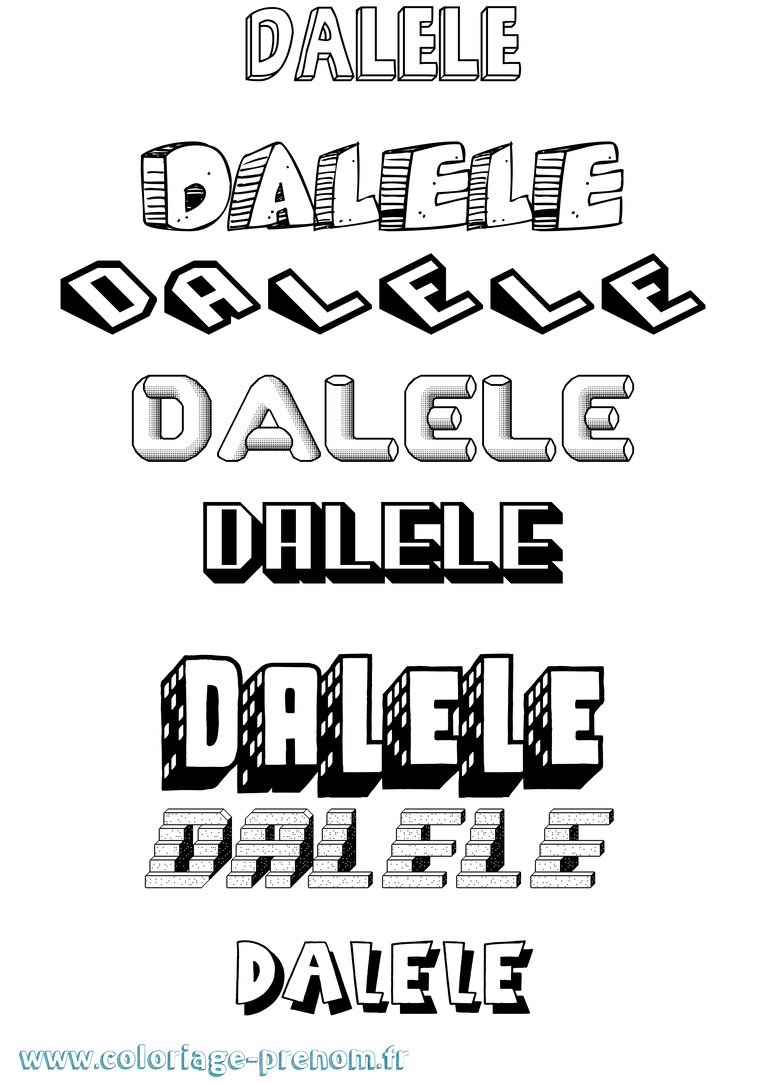 Coloriage Dalele Effet 3D Coloriage prénom Dalele Effet 3D