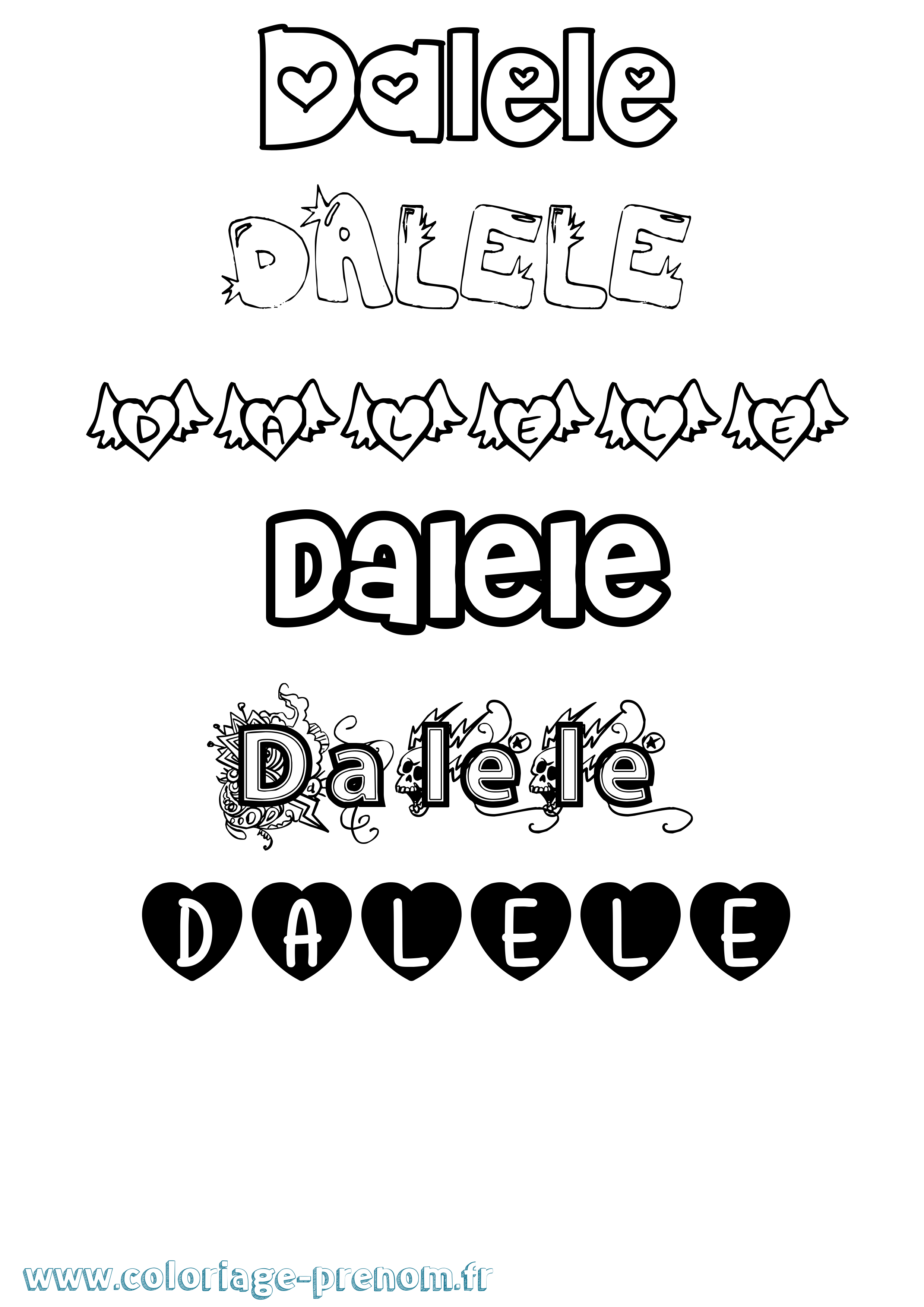 Coloriage Dalele Girly Coloriage prénom Dalele Girly