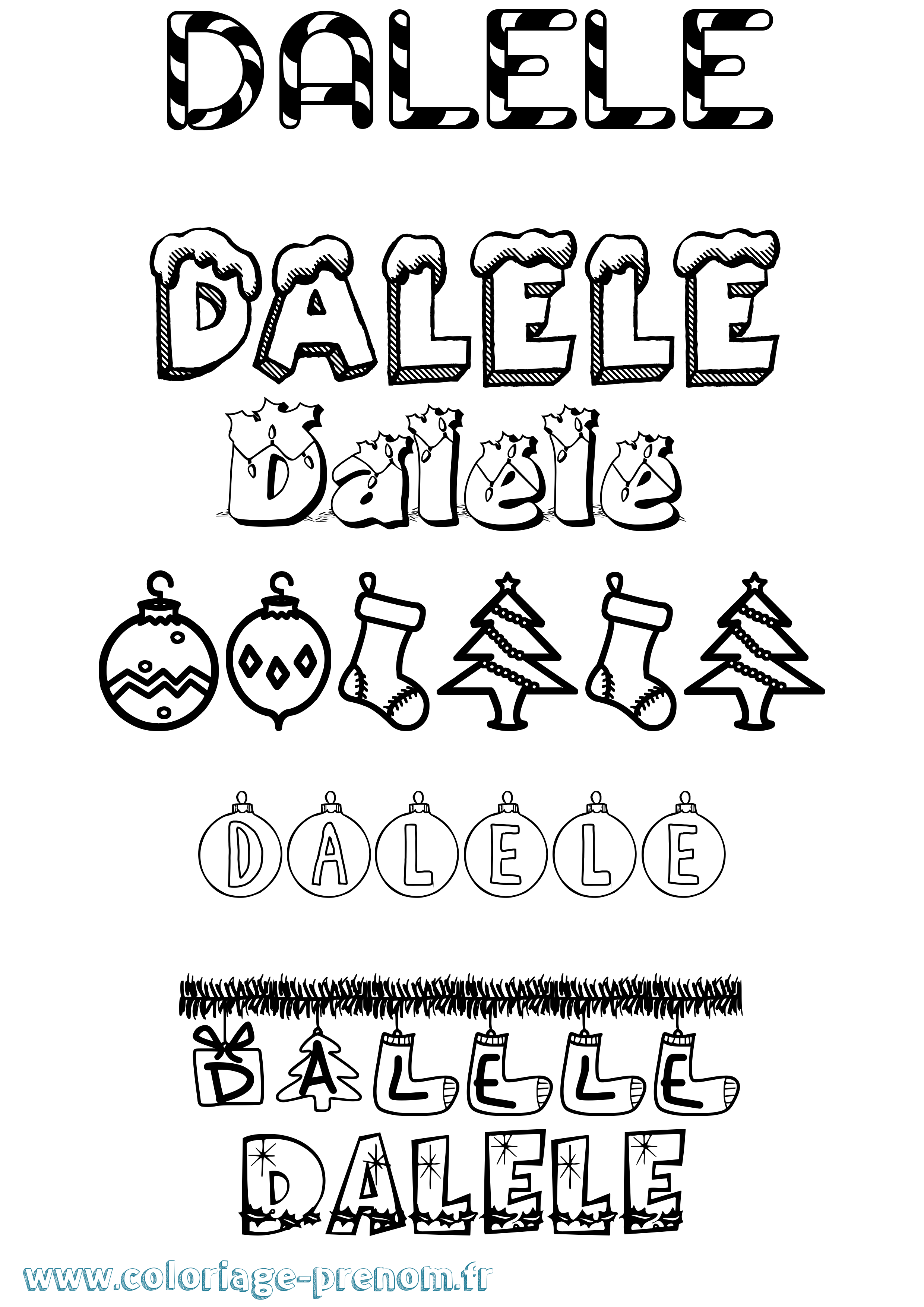 Coloriage Dalele Noël Coloriage prénom Dalele Noël