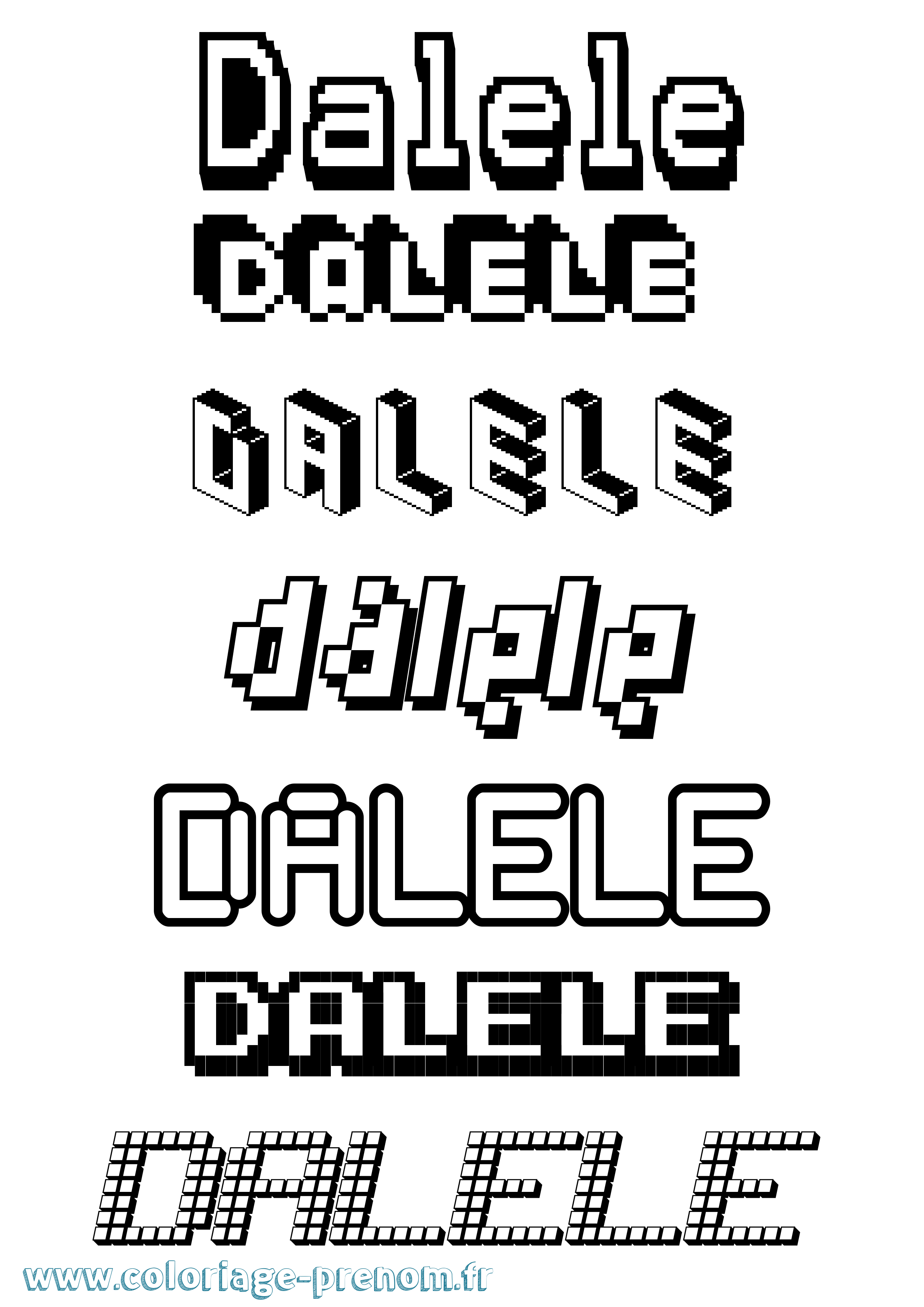 Coloriage Dalele Pixel Coloriage prénom Dalele Pixel
