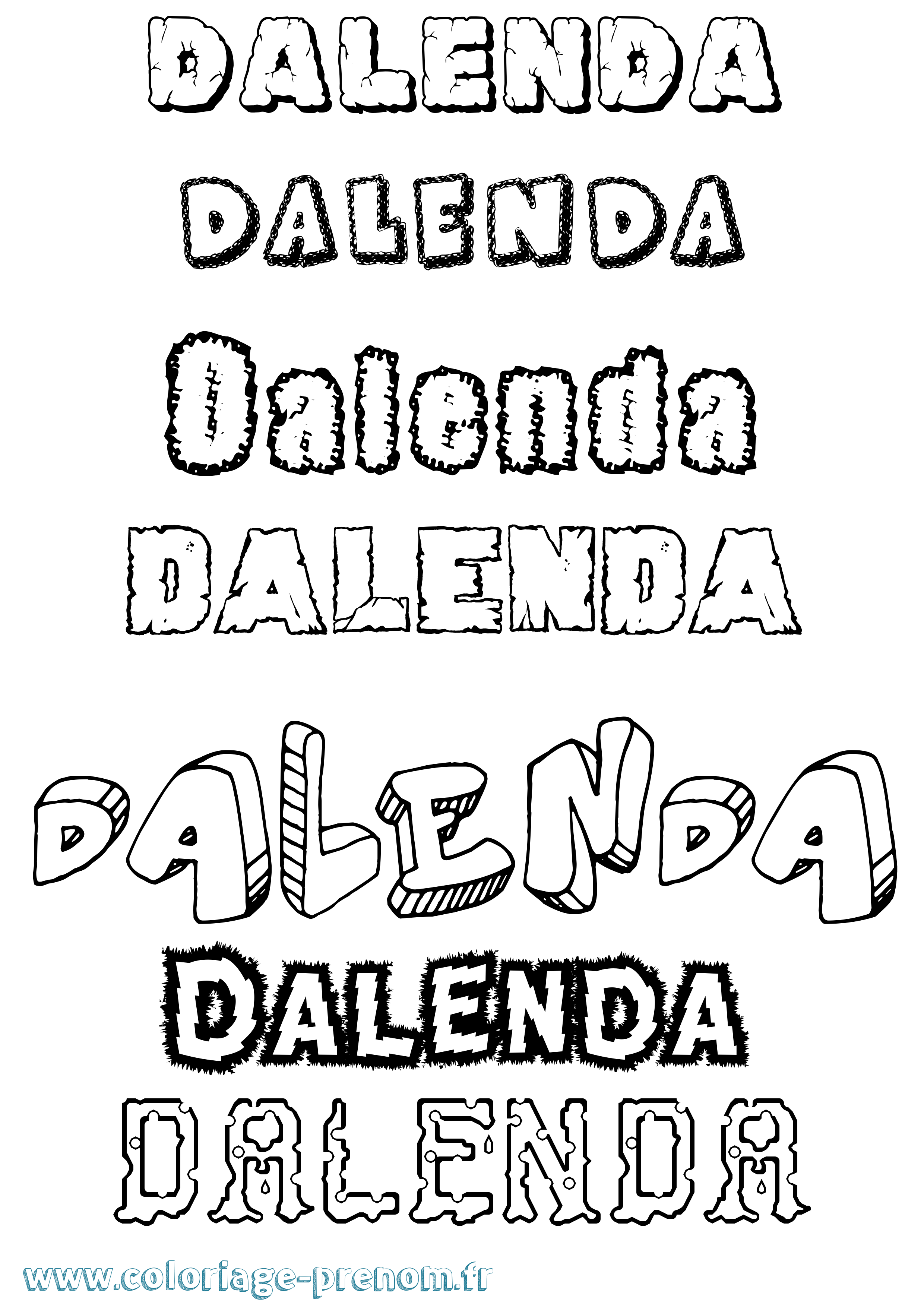 Coloriage prénom Dalenda Destructuré