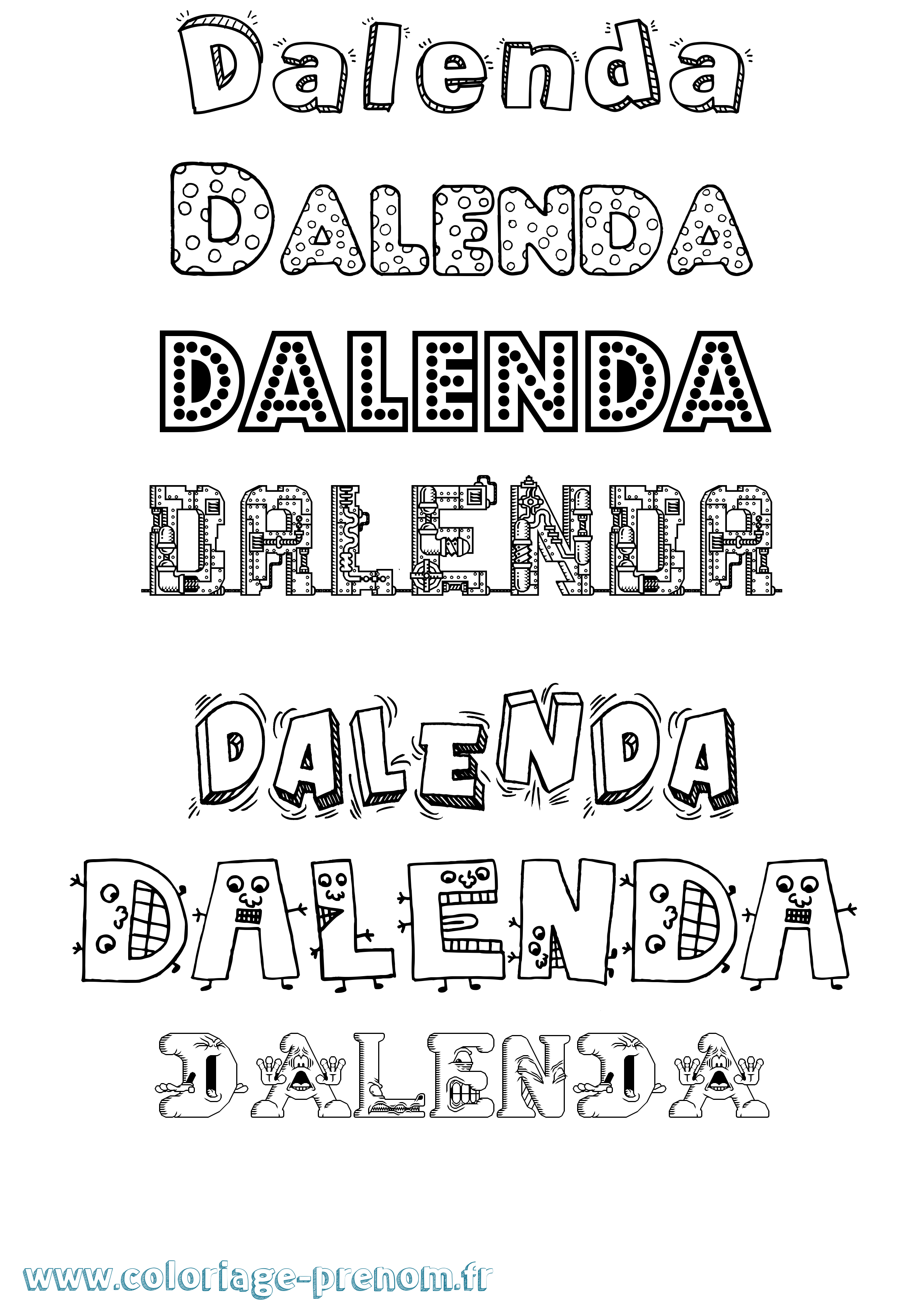 Coloriage prénom Dalenda Fun